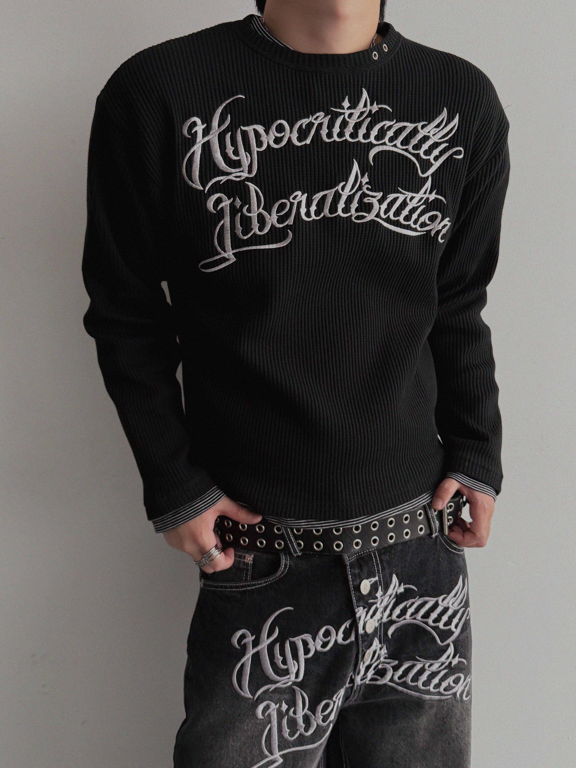 Libera embroidered waffle crop t