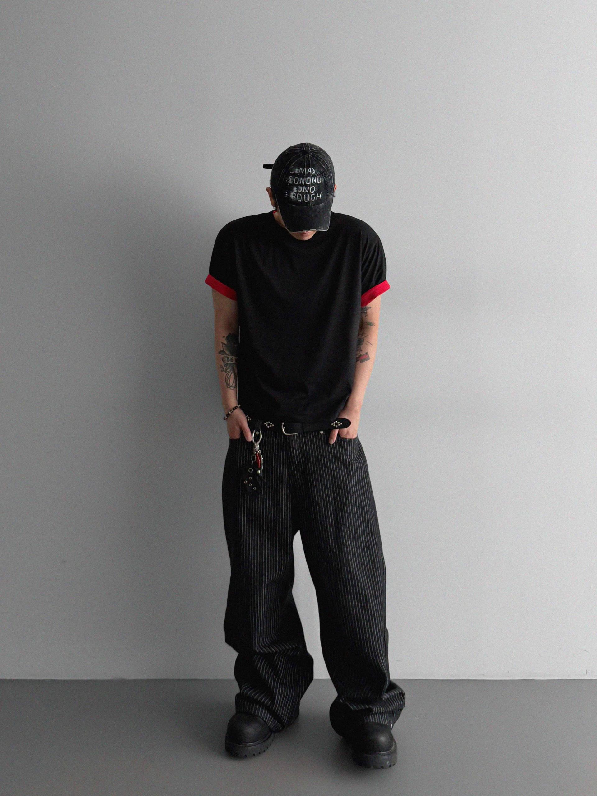 Stripe rivet non-faded pants