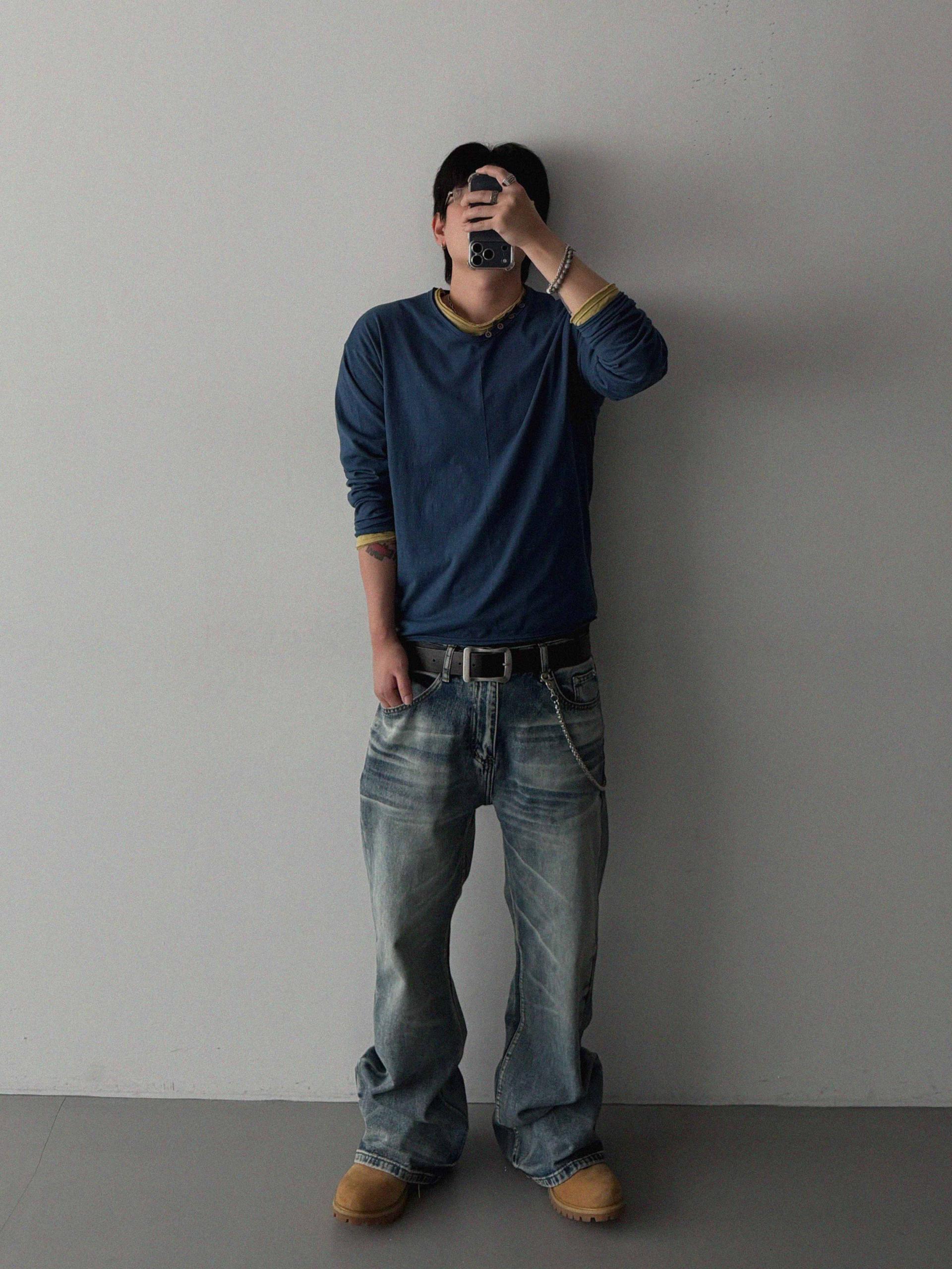 Mobe sand flare denim pants