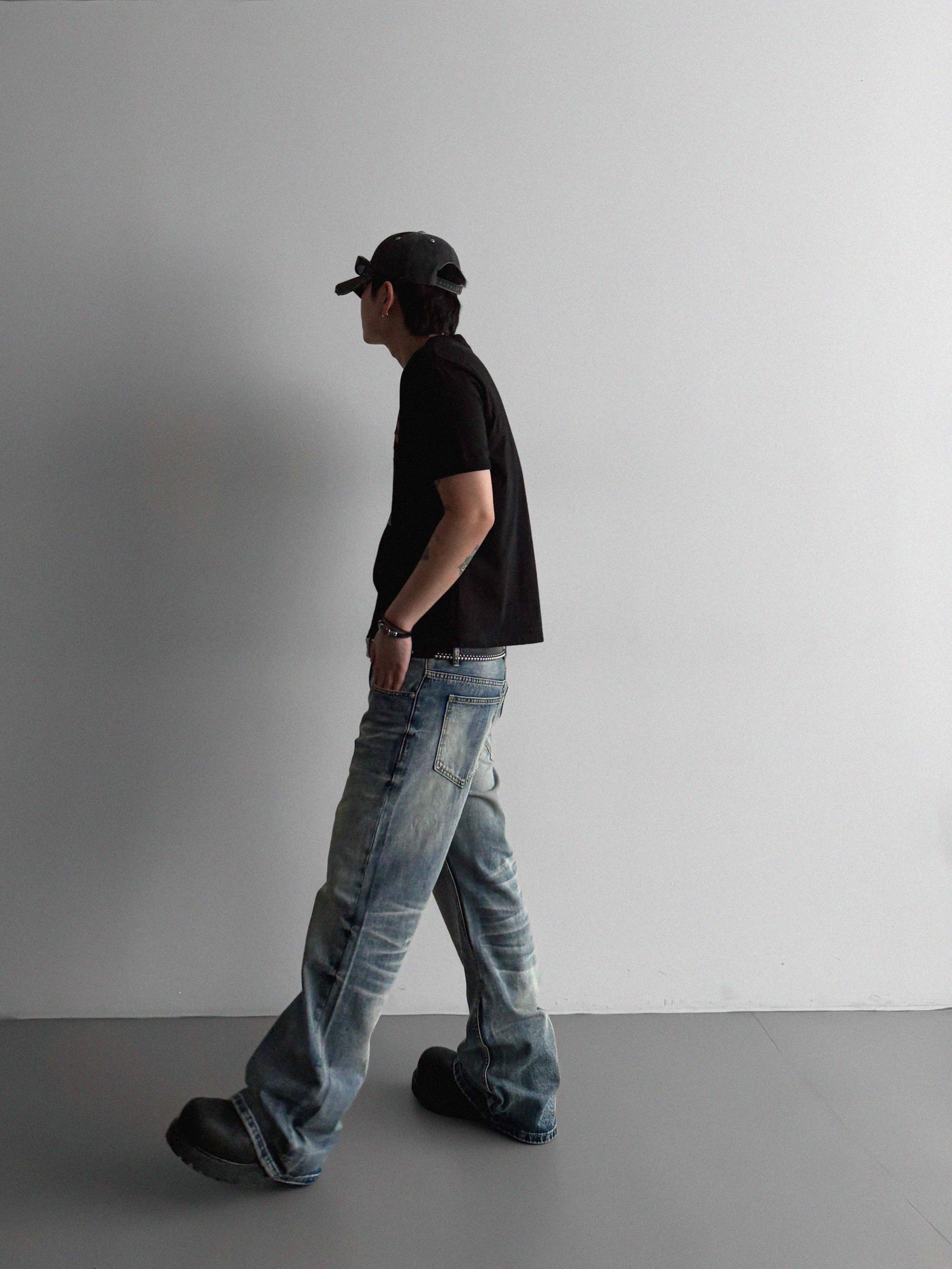 Mobe sand flare denim pants