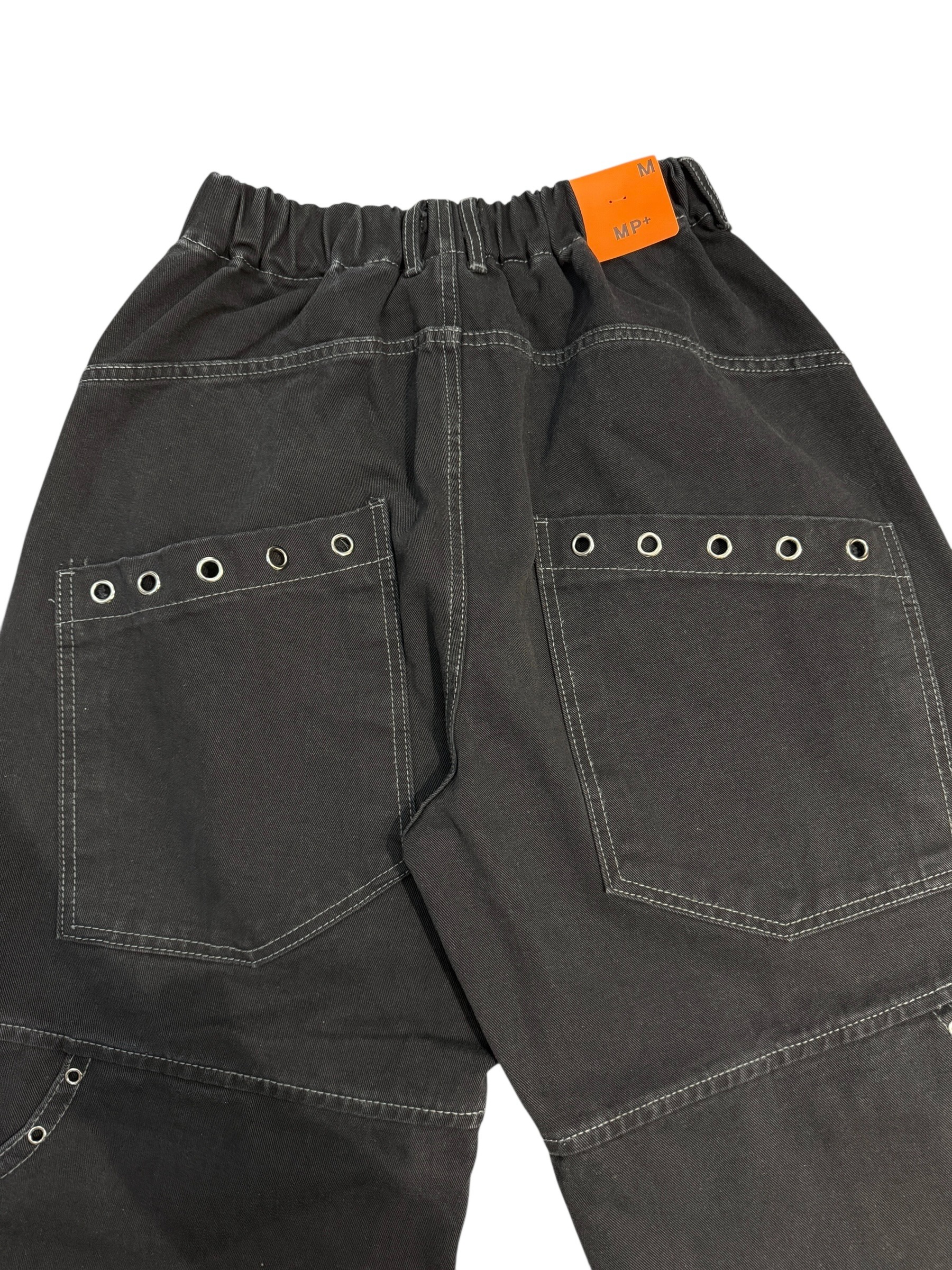 Eyelet pocket balloon denim pants
