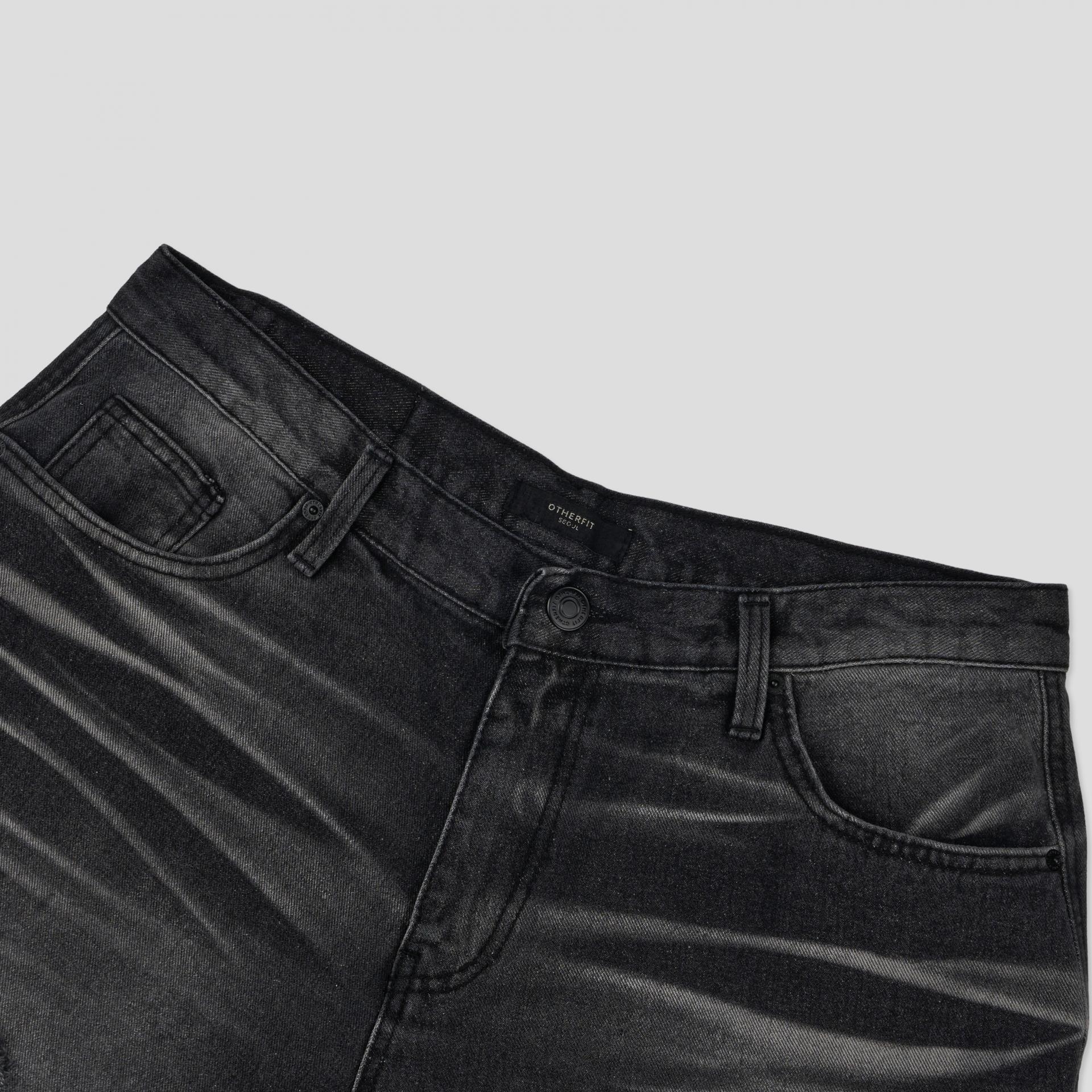 Cubic vintage denim bermuda pants