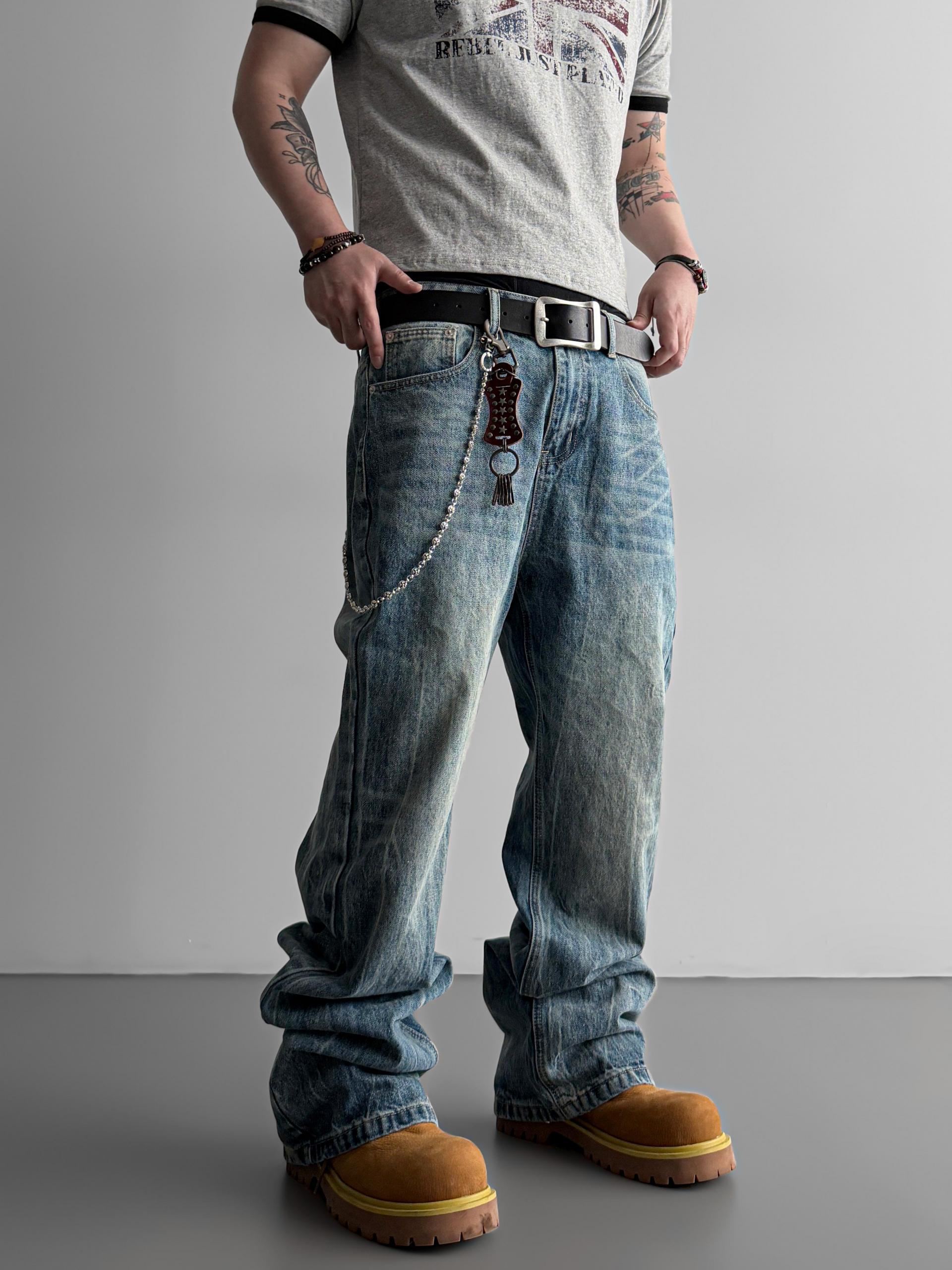 Ashed flare denim pants