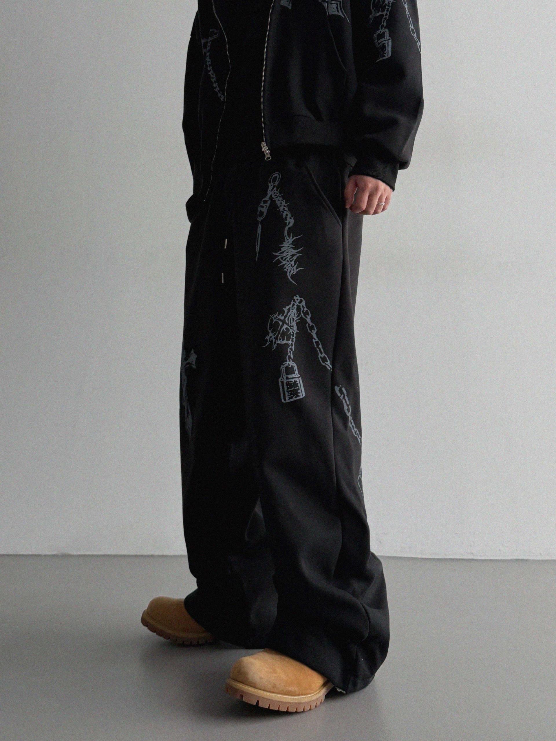 Keyring printed wide sweat pants