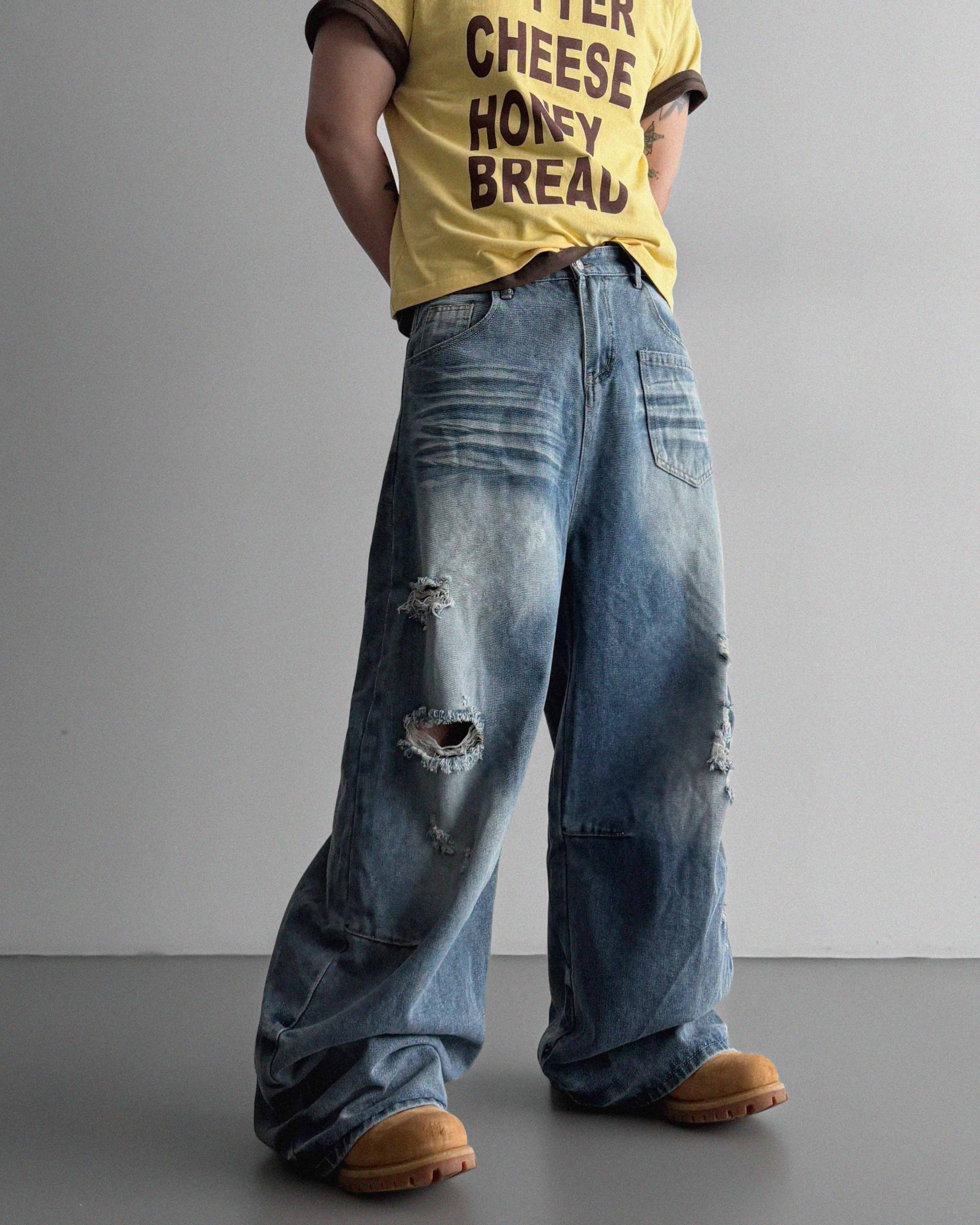 Summer vintage wide denim pants