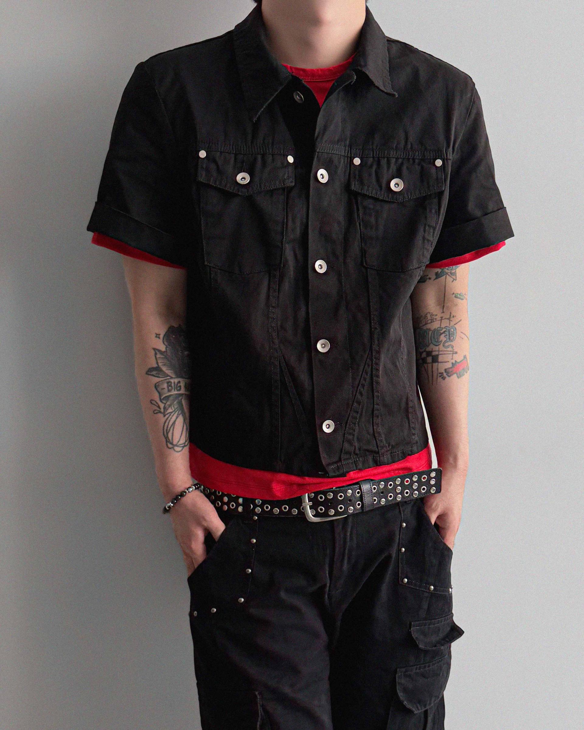 Slash denim half jacket