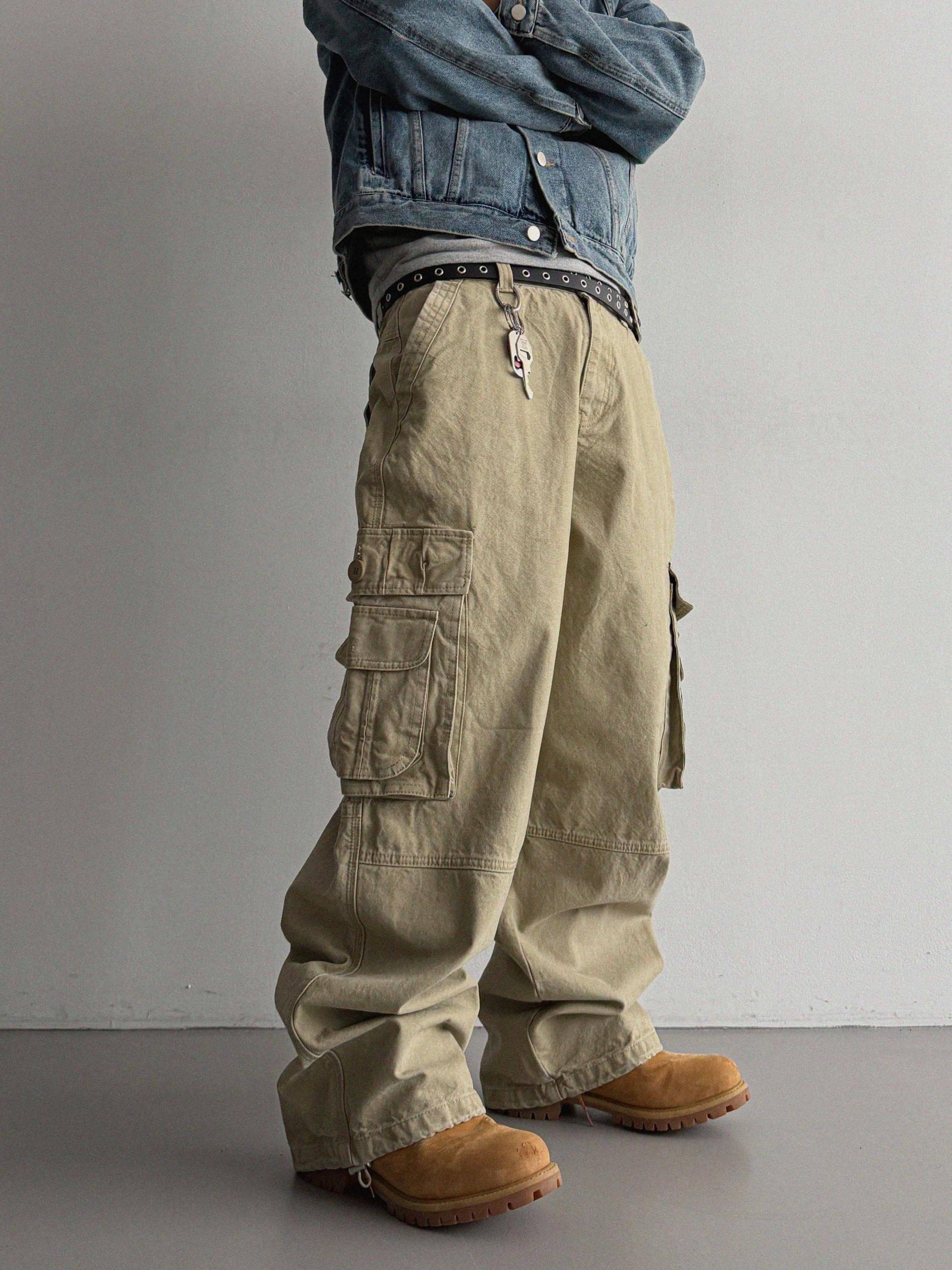 Ampty dyeing wide cargo pants