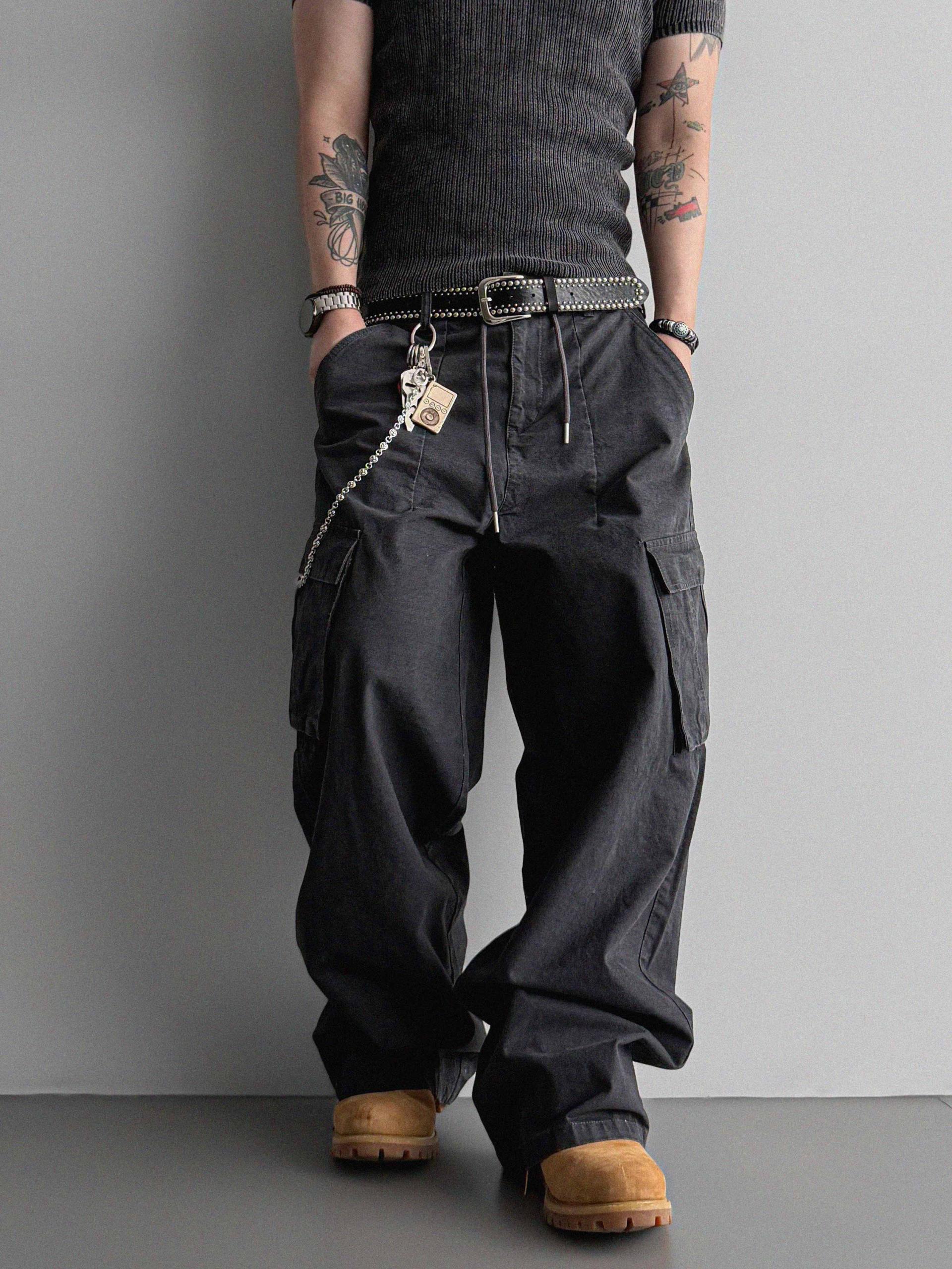 Dyed ripstop cargo curved pants
