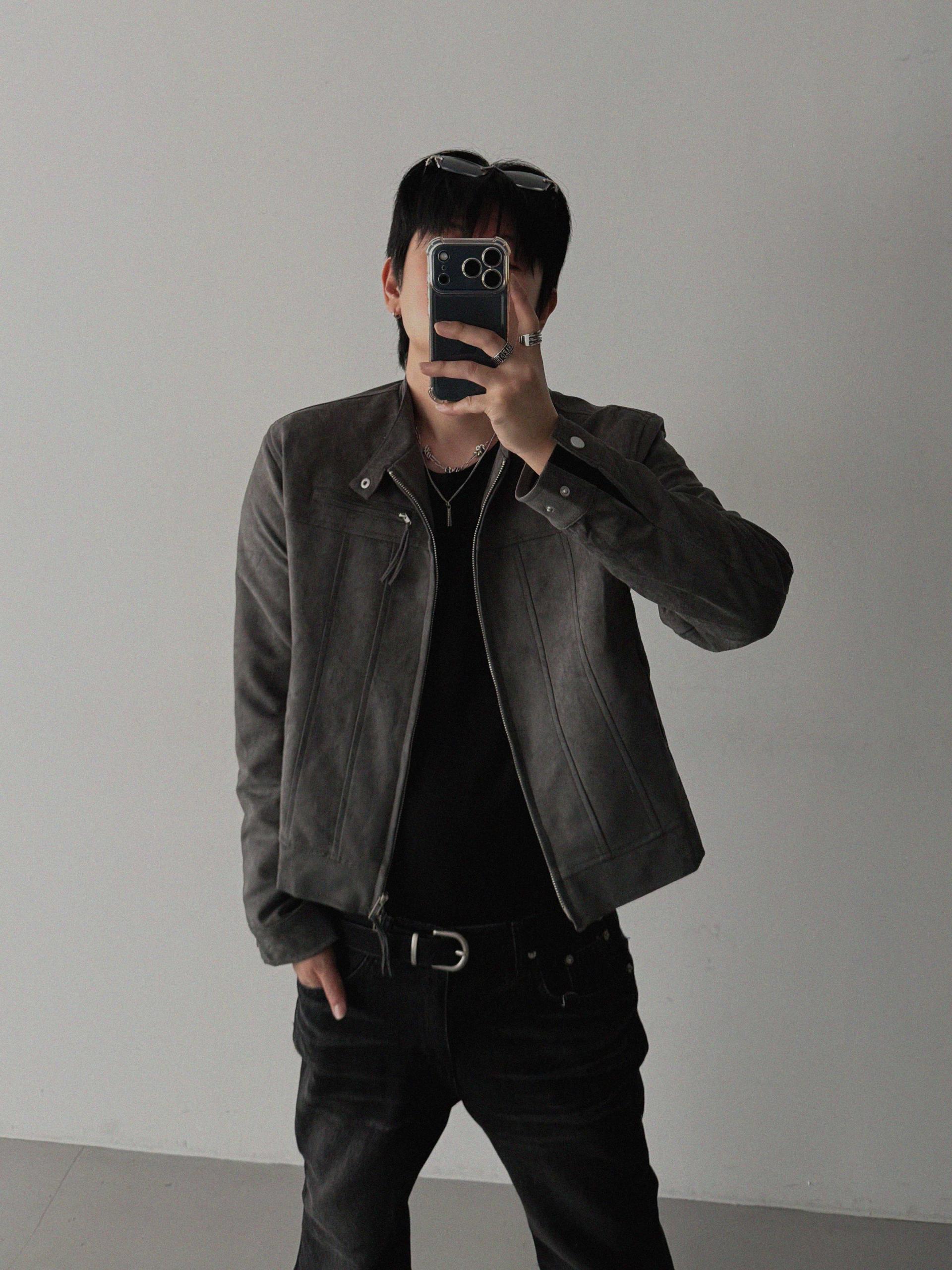 Lemans biker suede crop jacket
