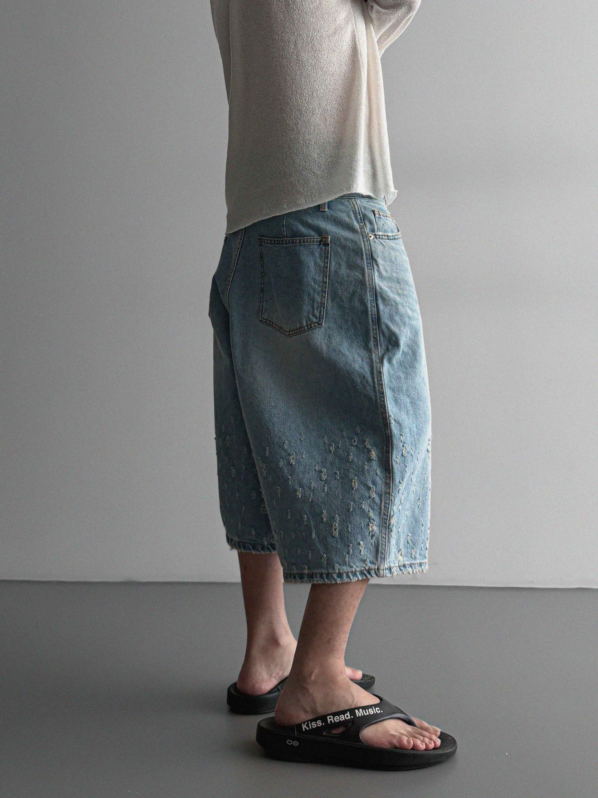 Bullet denim bermuda pants
