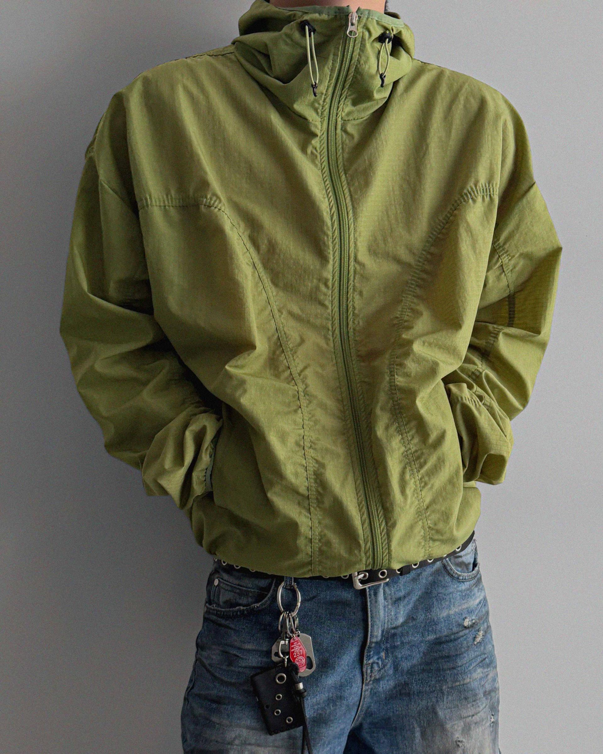 Core shirring waterproof hooded jacket
