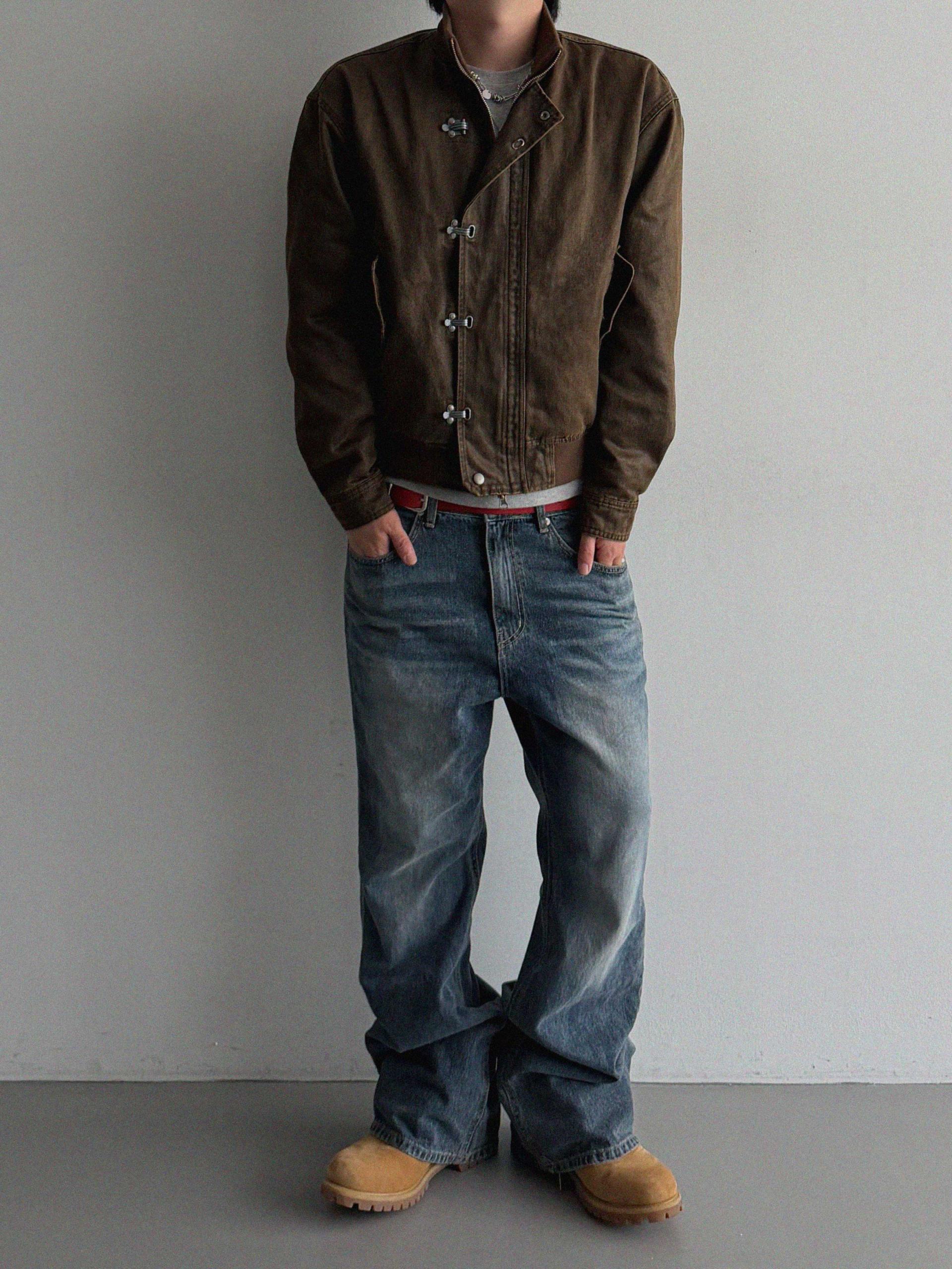 Deep brush flare denim pants