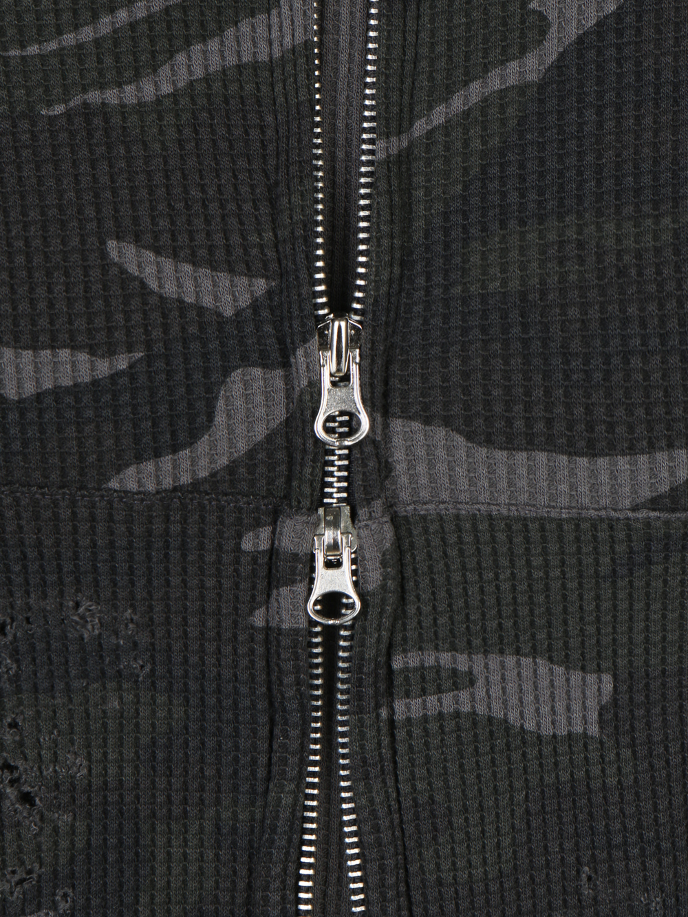 Destroyed camo crop hood zip-up