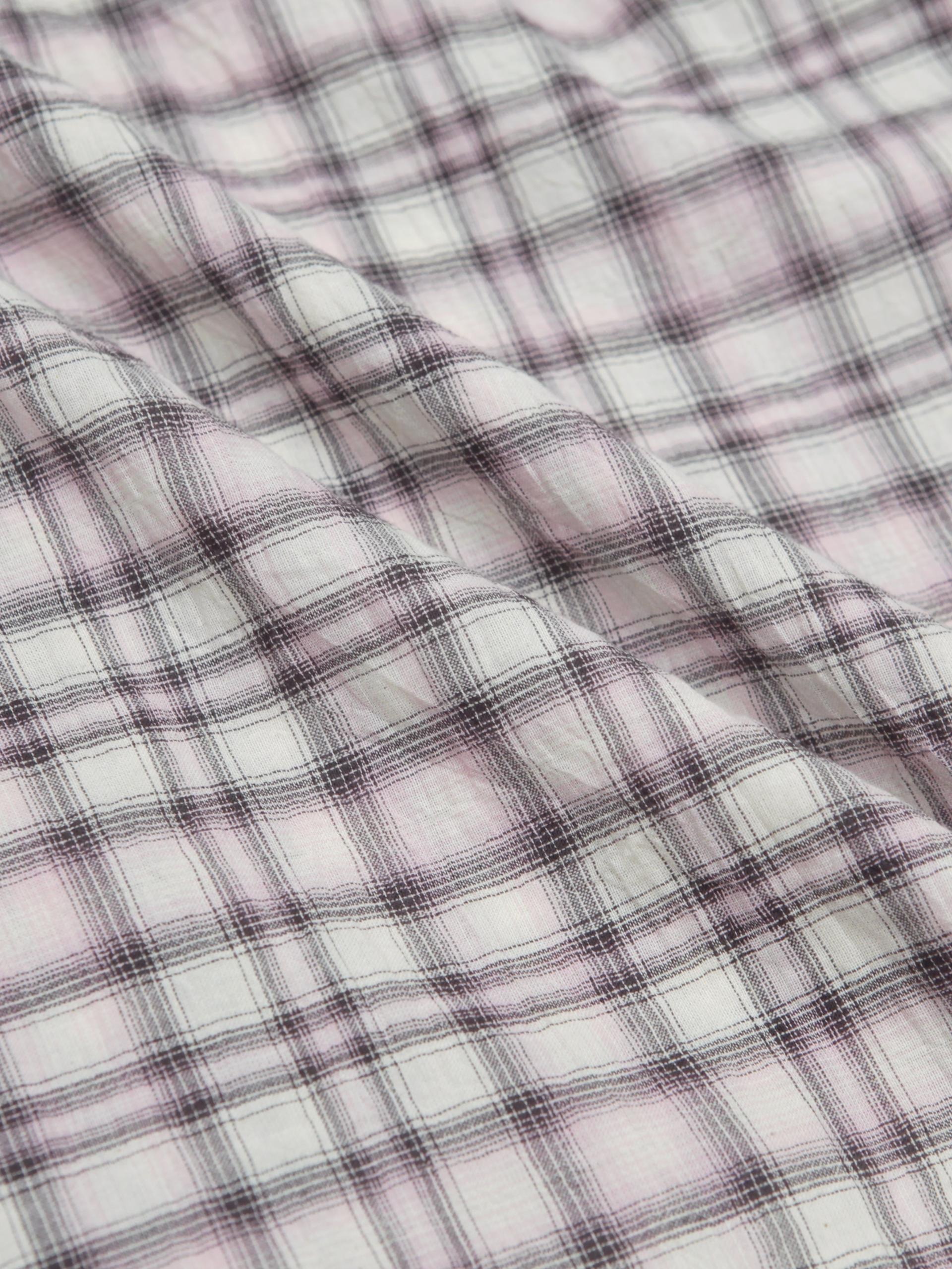 Linen two pocket crop check shirt