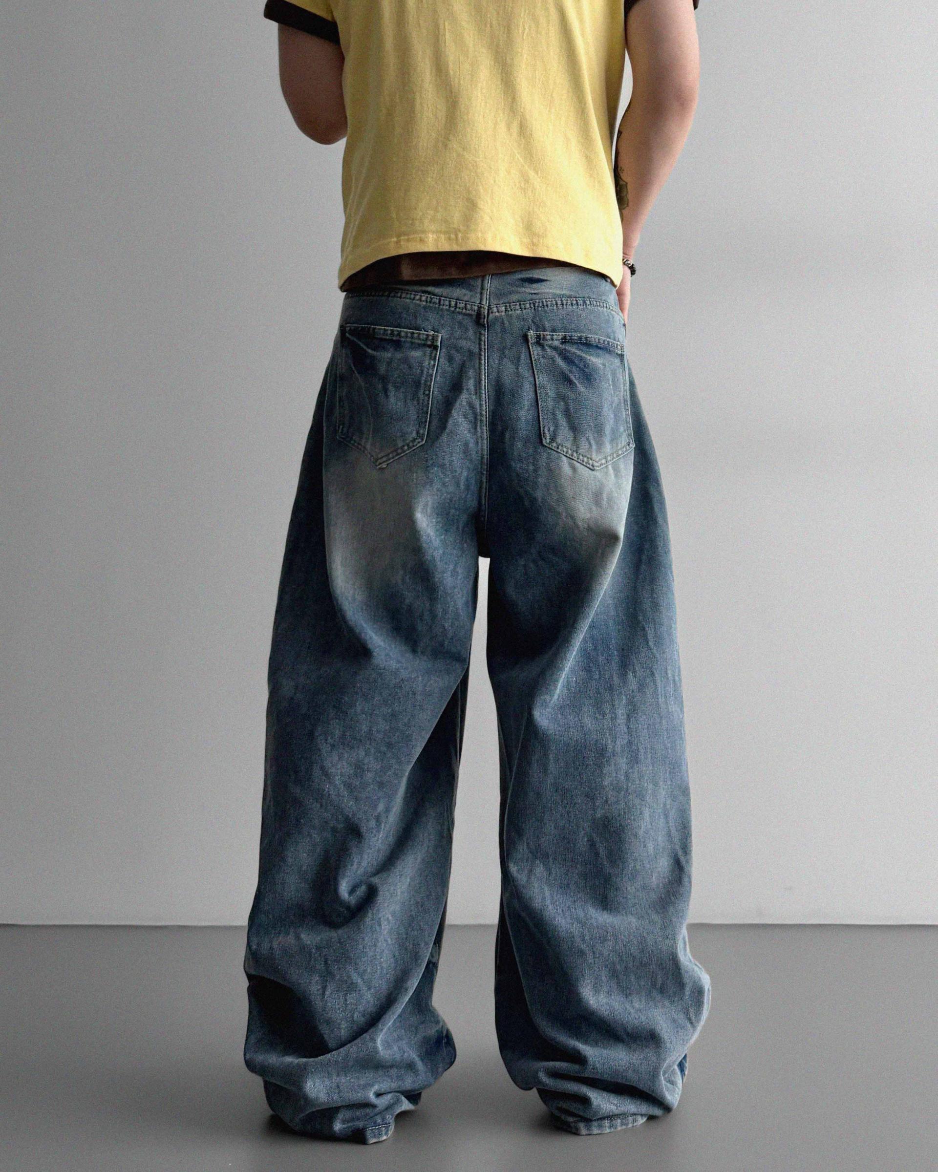 Summer vintage wide denim pants
