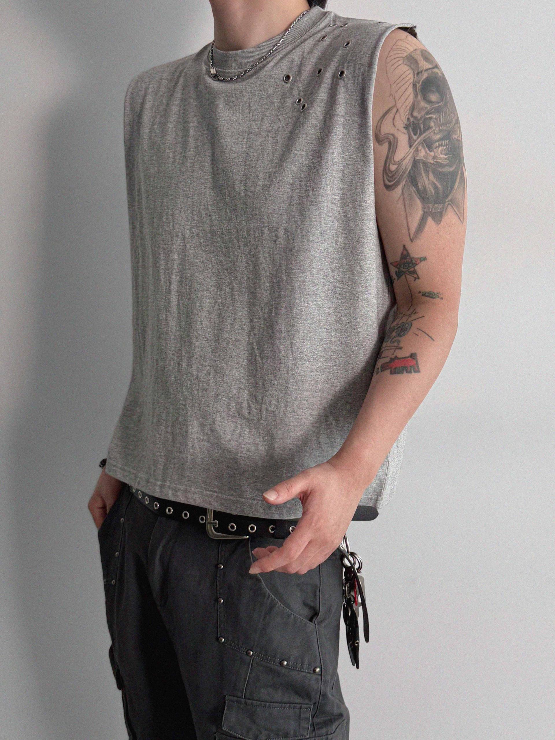 Eyelet shoulder crop sleeveless
