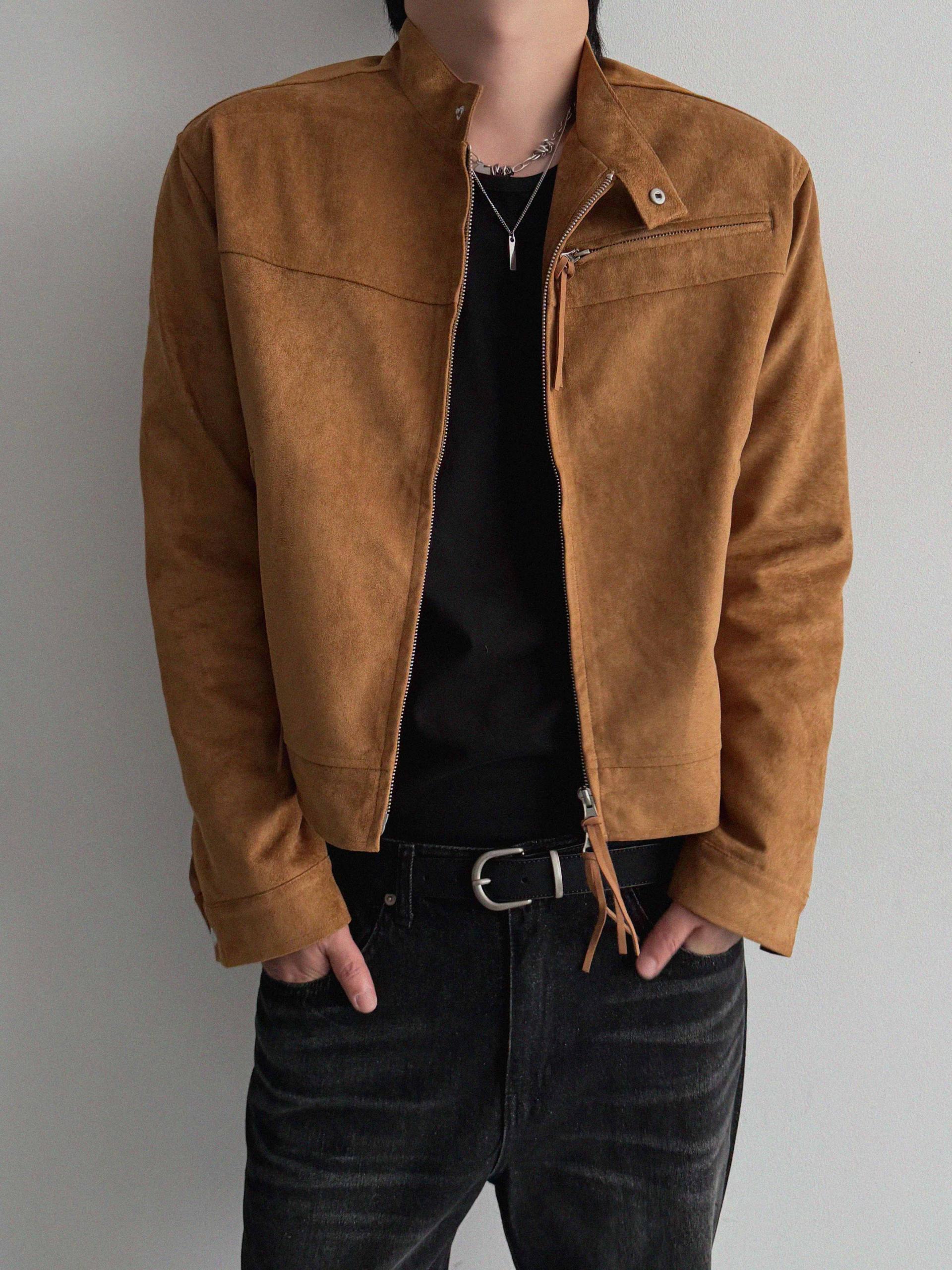 Biker suede crop jacket