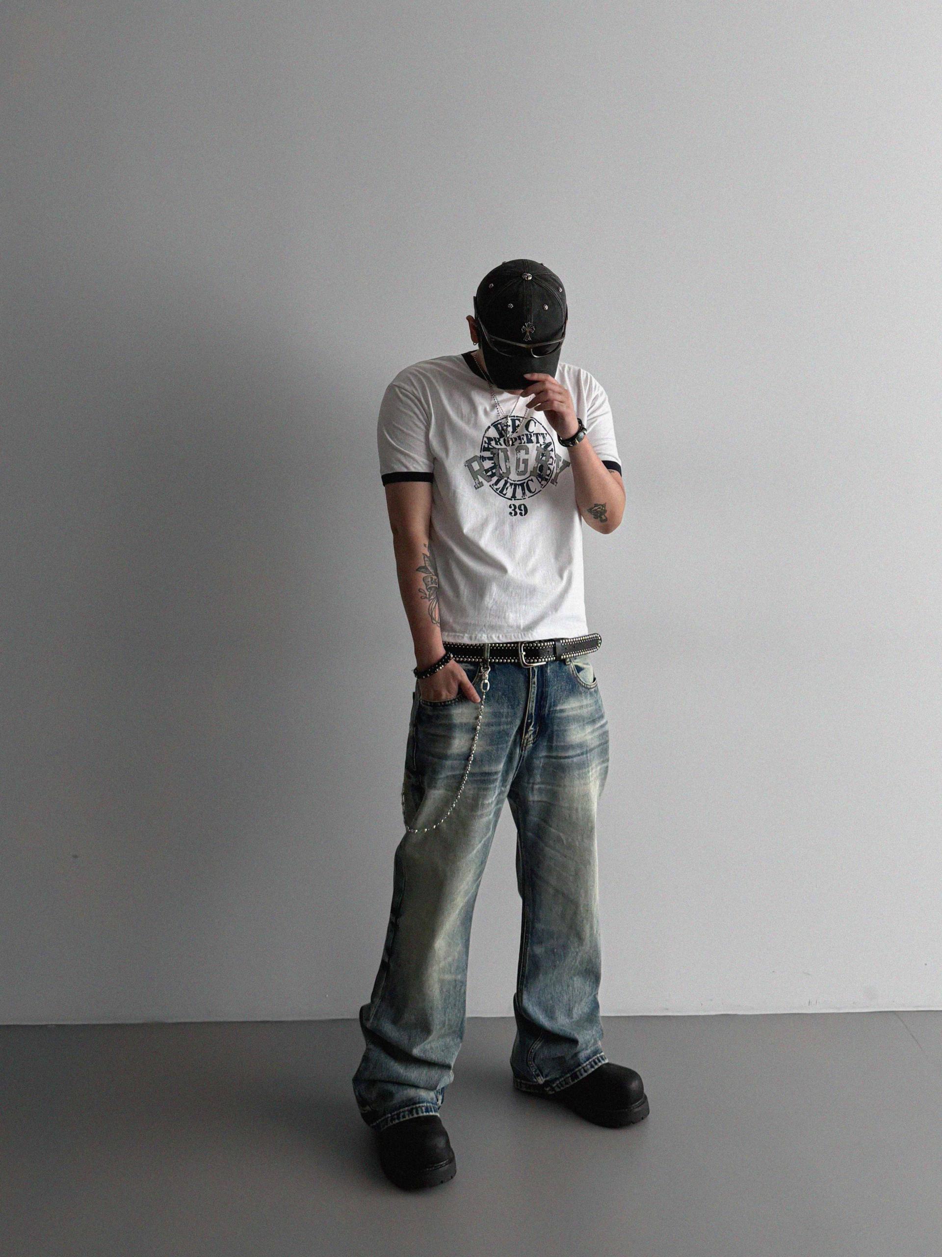 Mobe sand flare denim pants