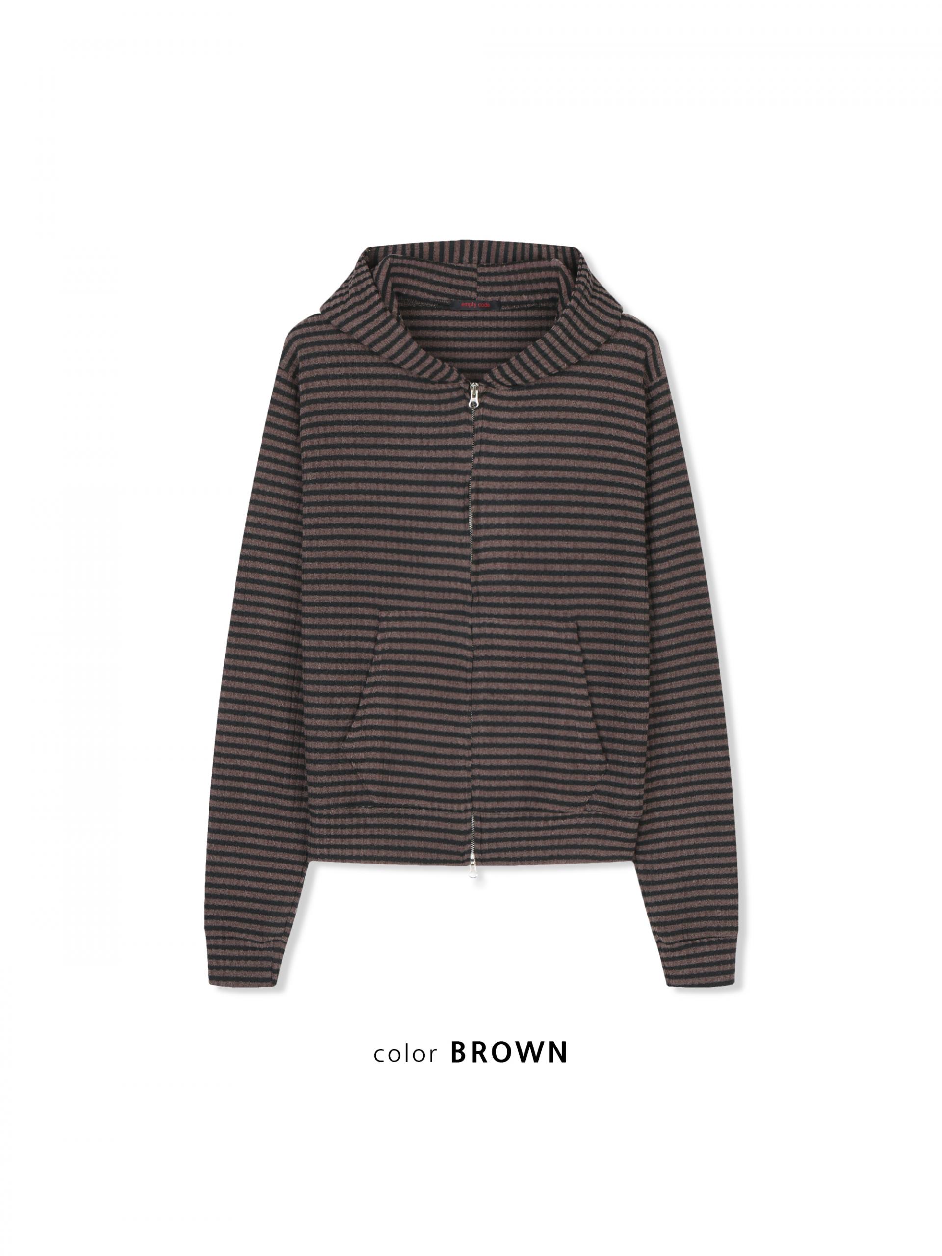 Jenny stripe crop hood zip-up