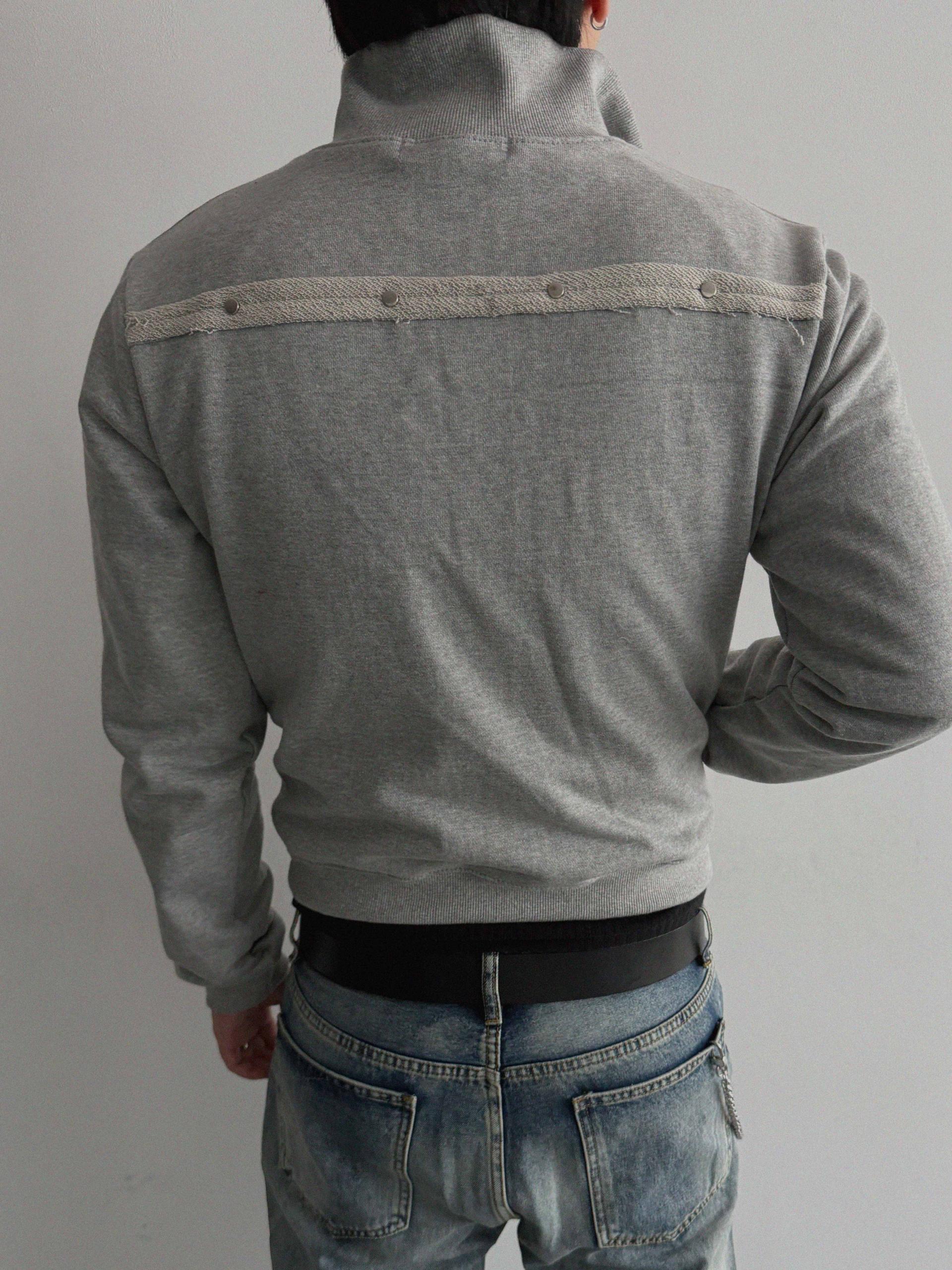 Fringe rivet slim high neck zip-up