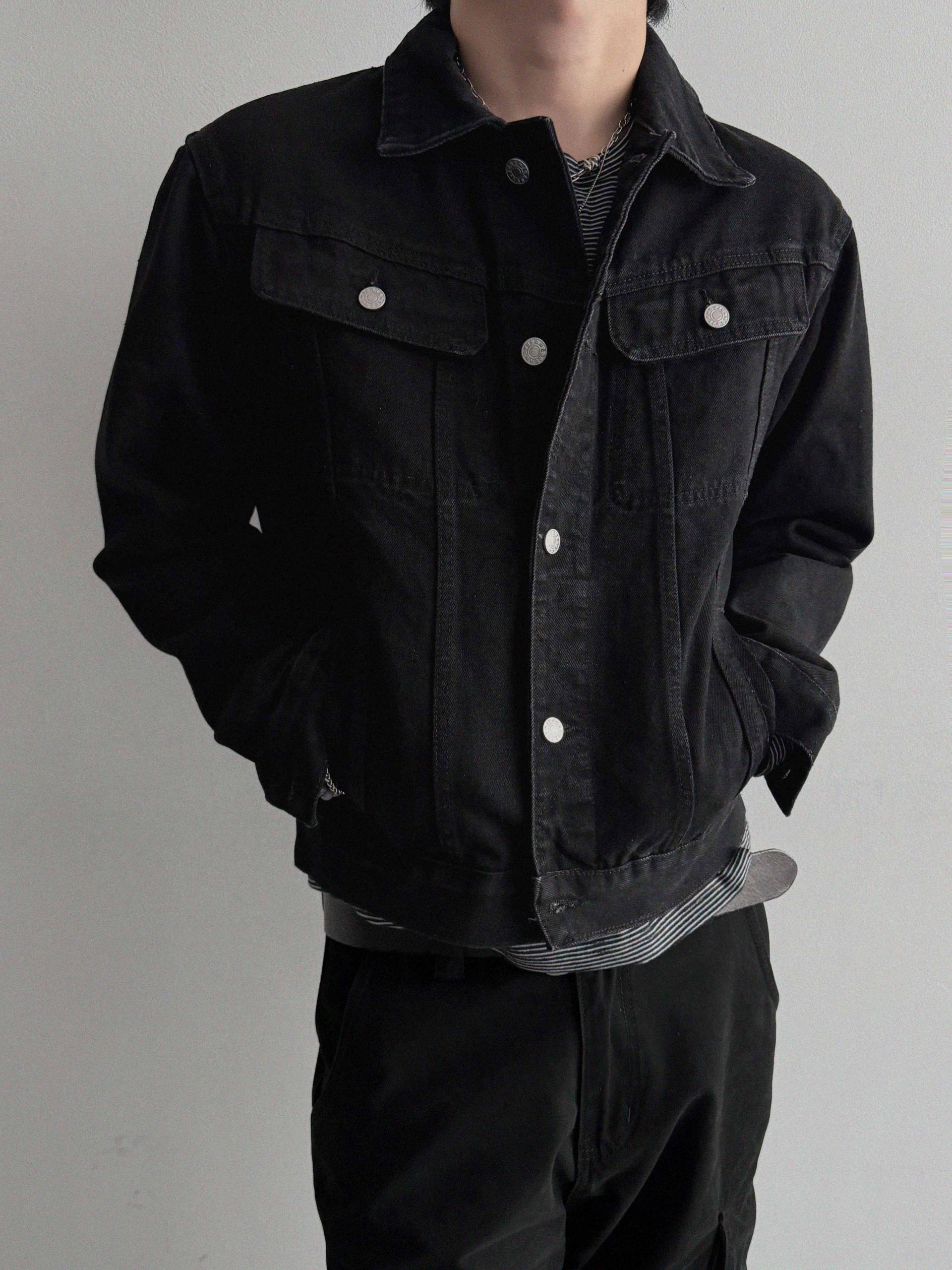 Minimal basic crop denim jacket