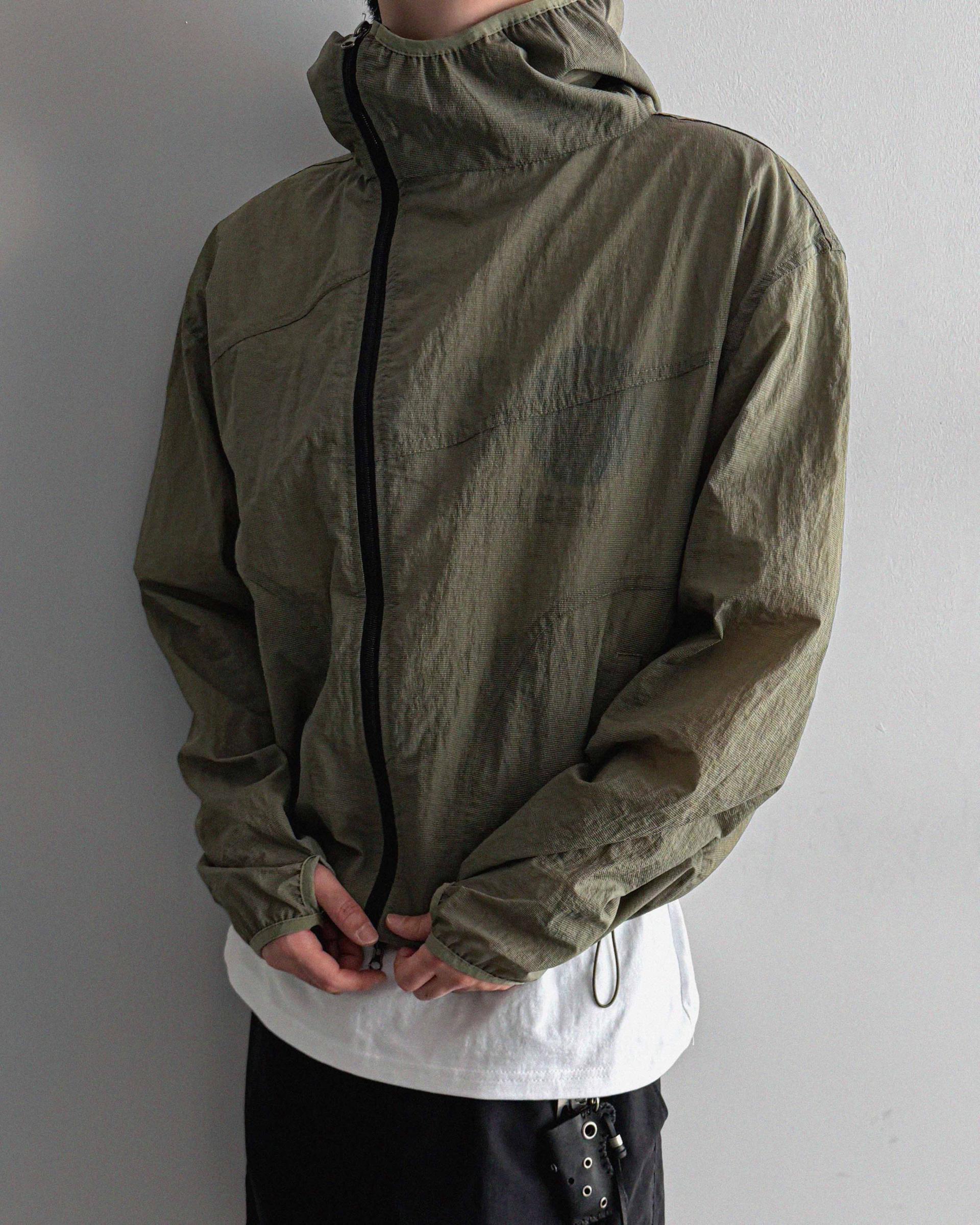 Summer diagonal zipper hood jacket