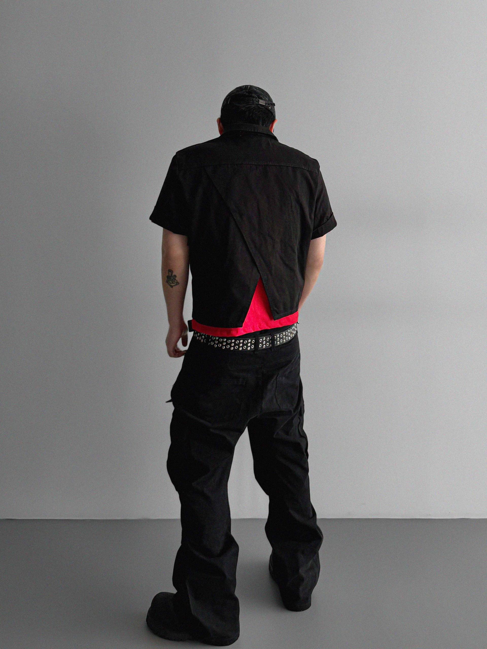 Dying stud cargo flared pants