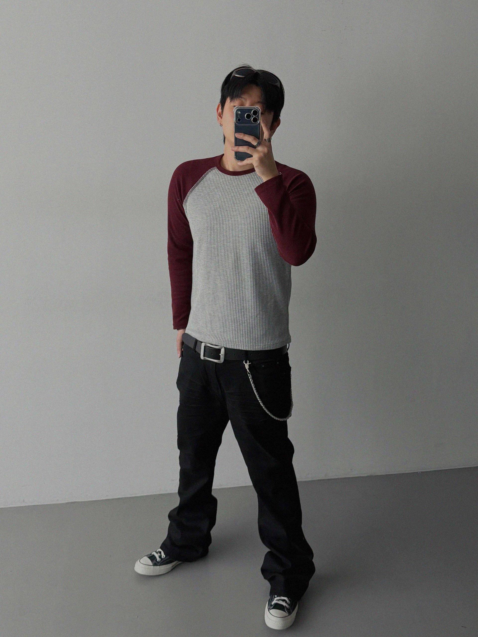 Tukhines waffle slim raglan t