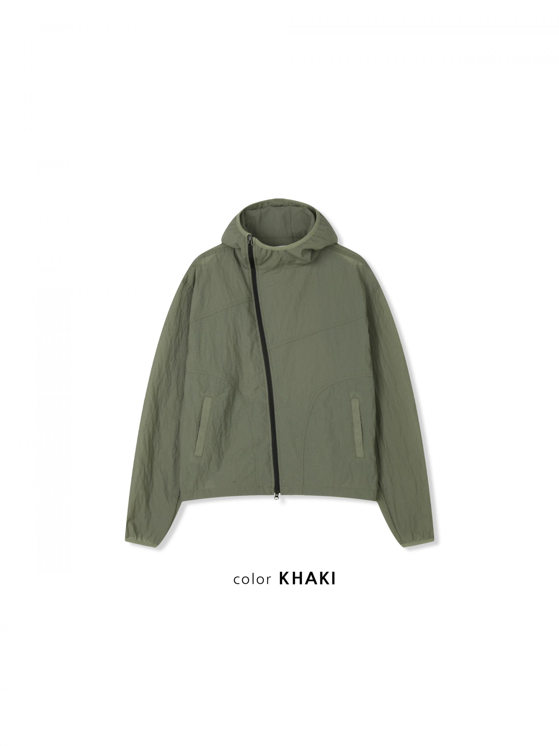 Summer diagonal zipper hood jacket