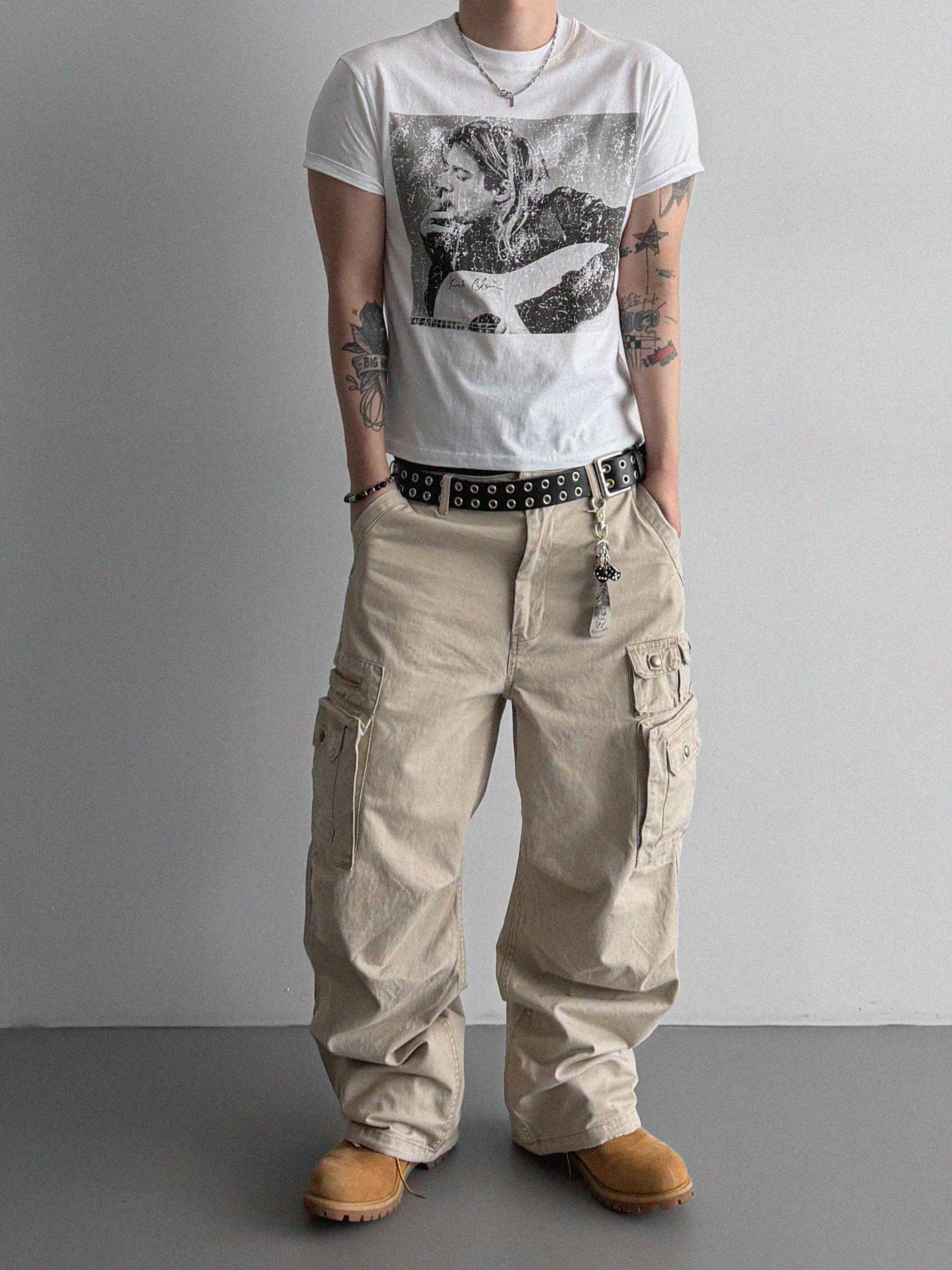 Cut printed muscle half t