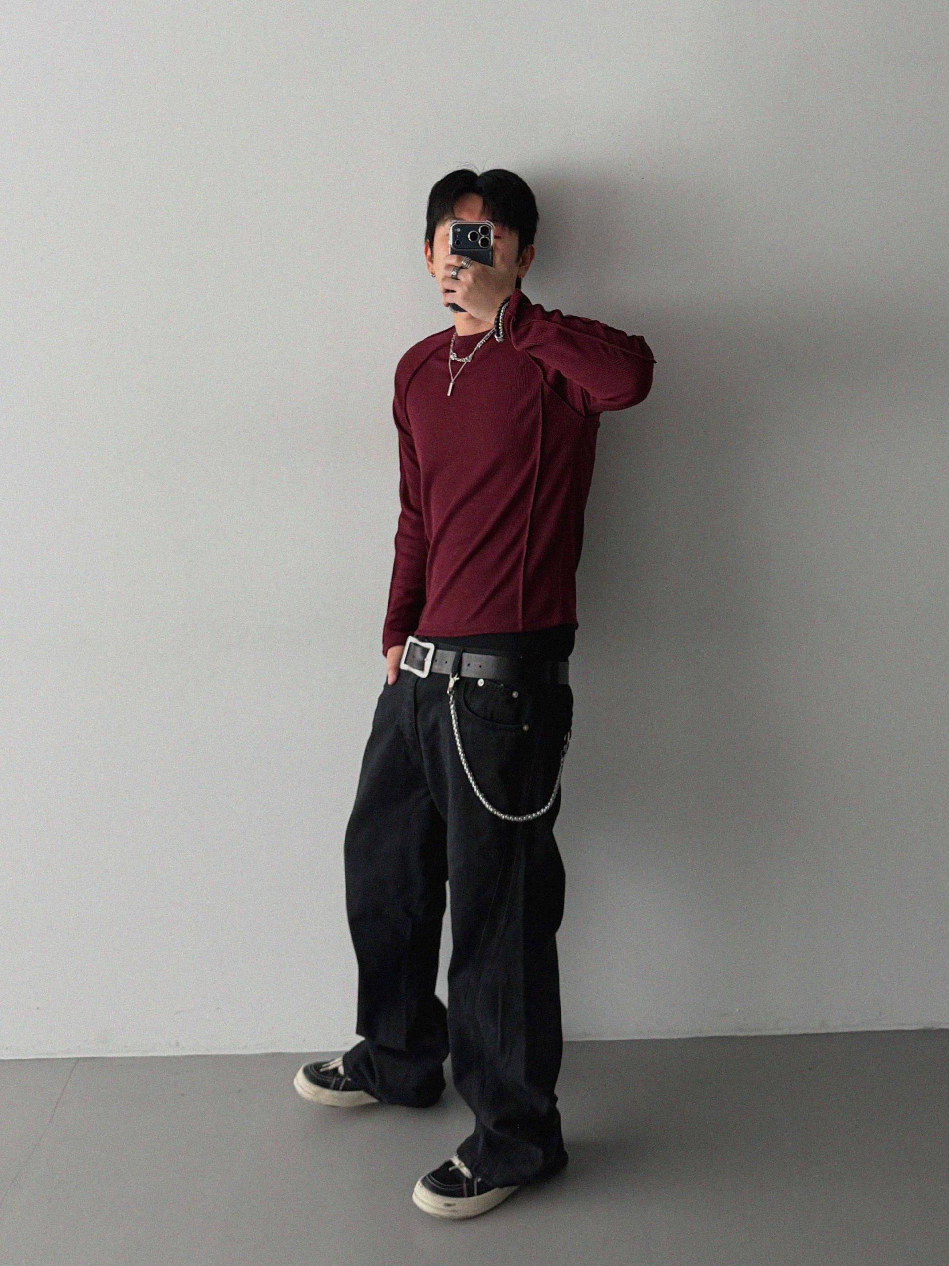 Outside Incision ribbed slim t