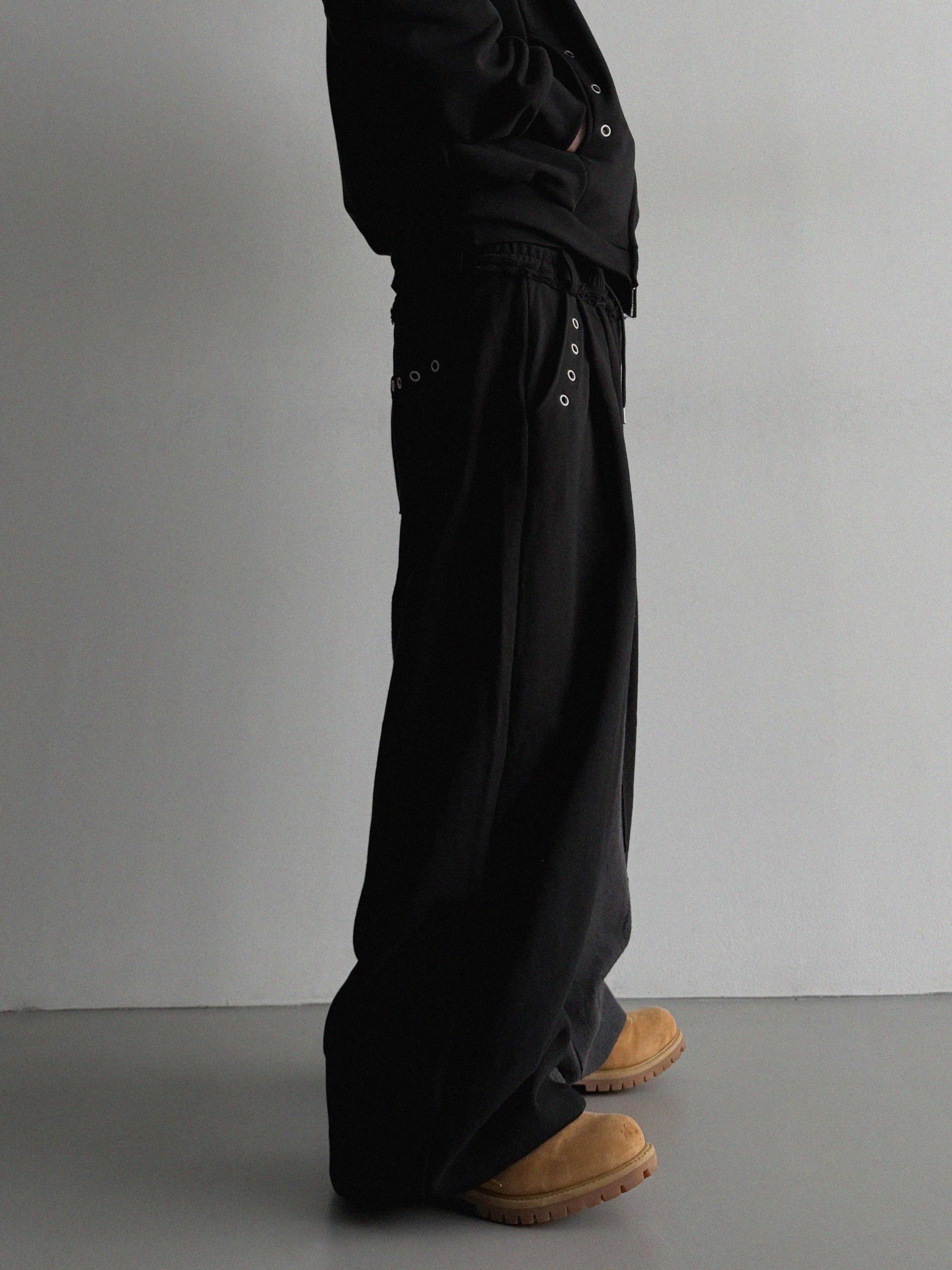 Color blocked eyelet wide sweat pants