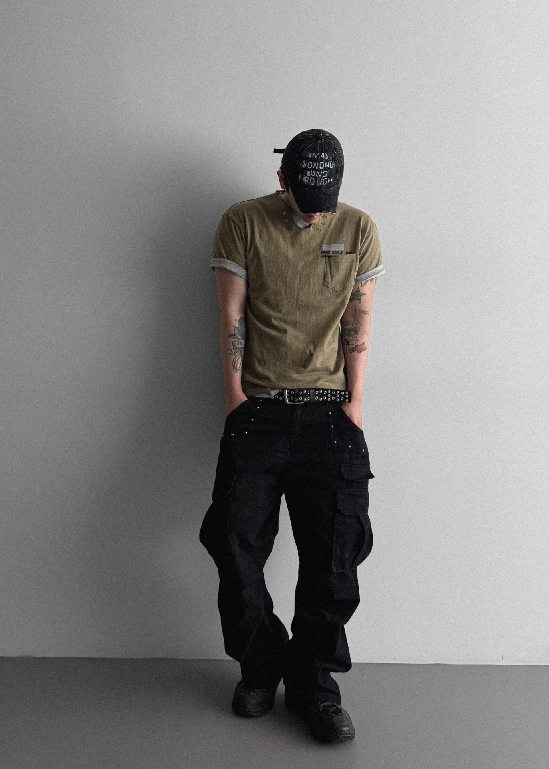 Smith cutoff v-neck half t