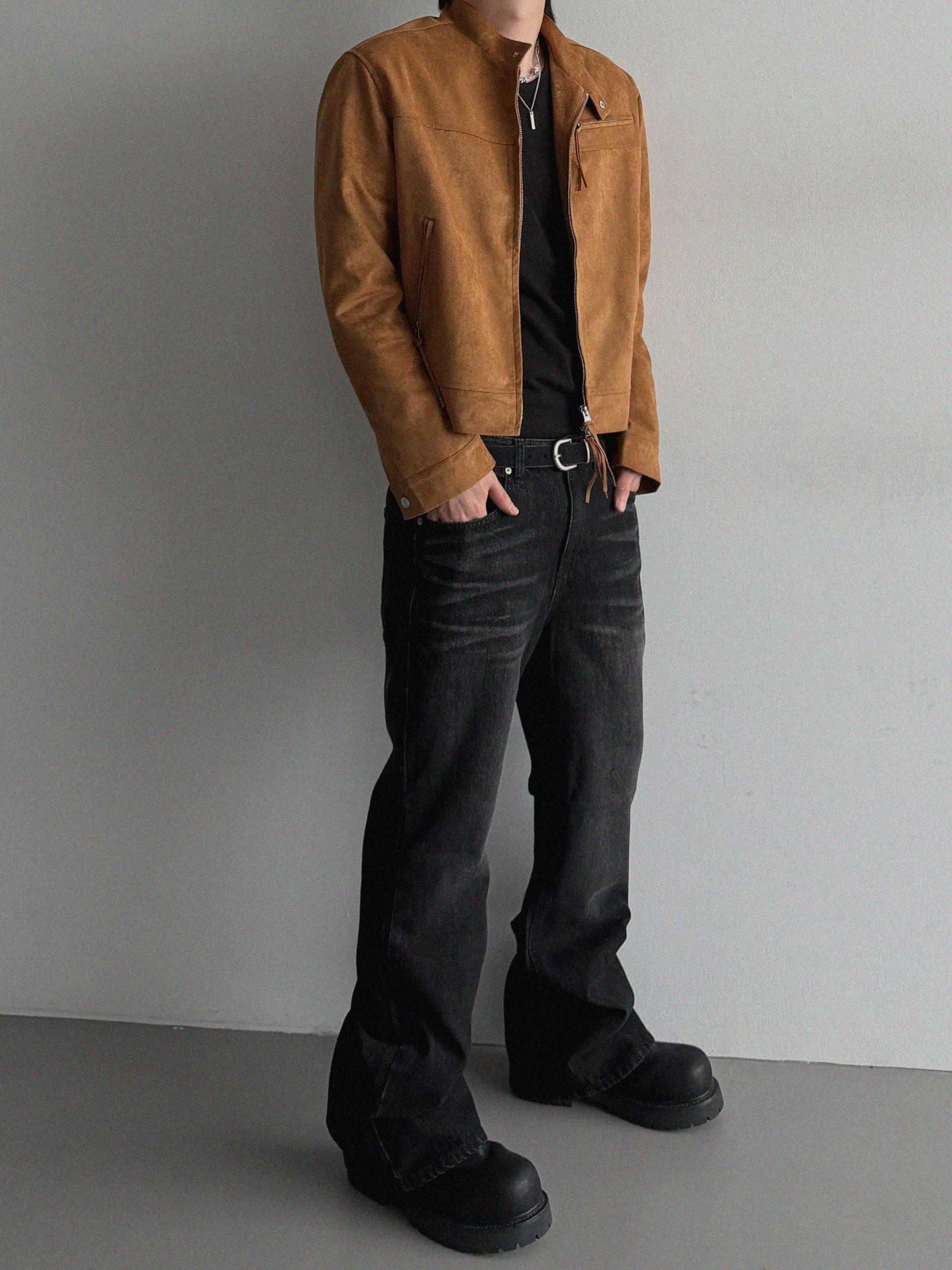 Biker suede crop jacket