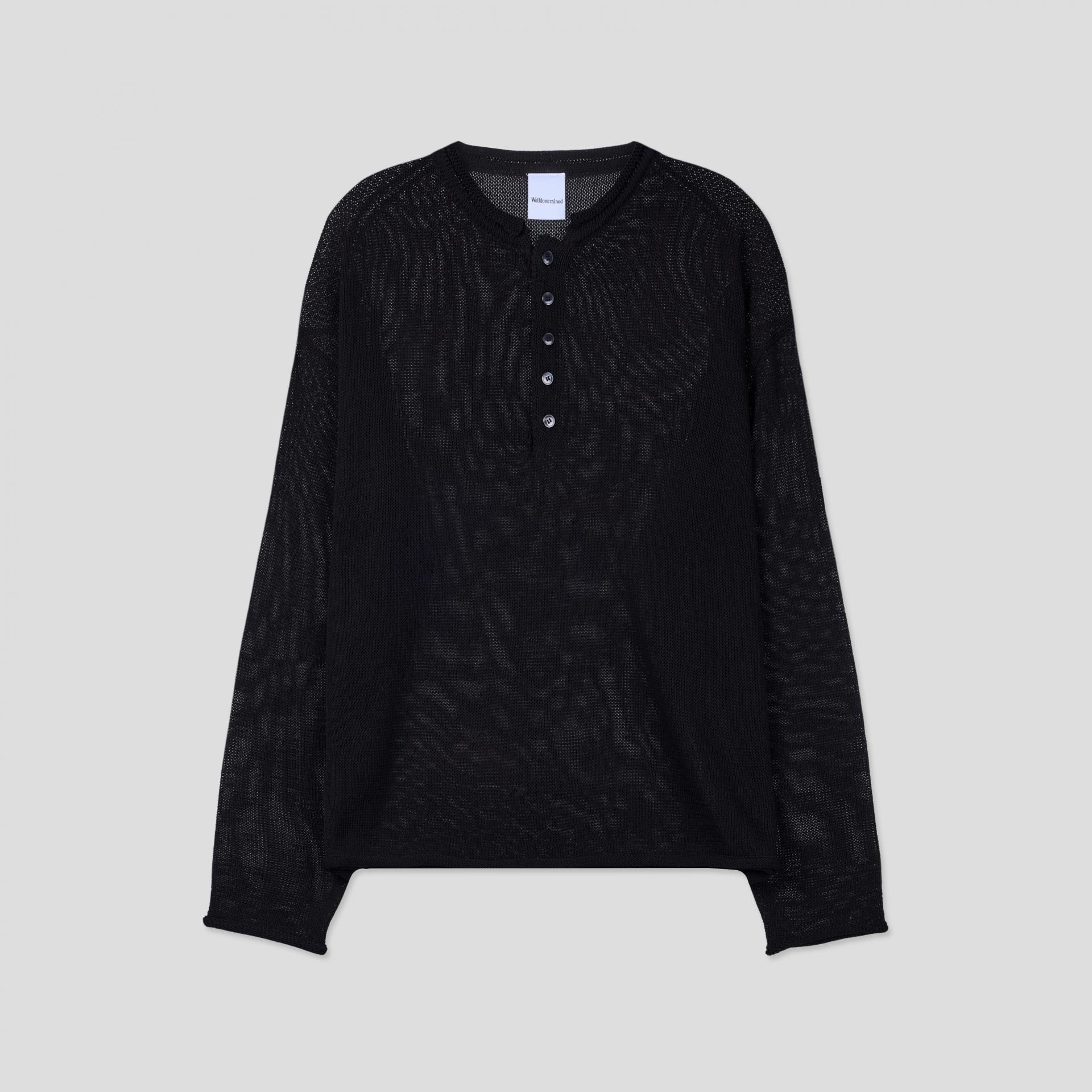 Summer henley neck see-through knit