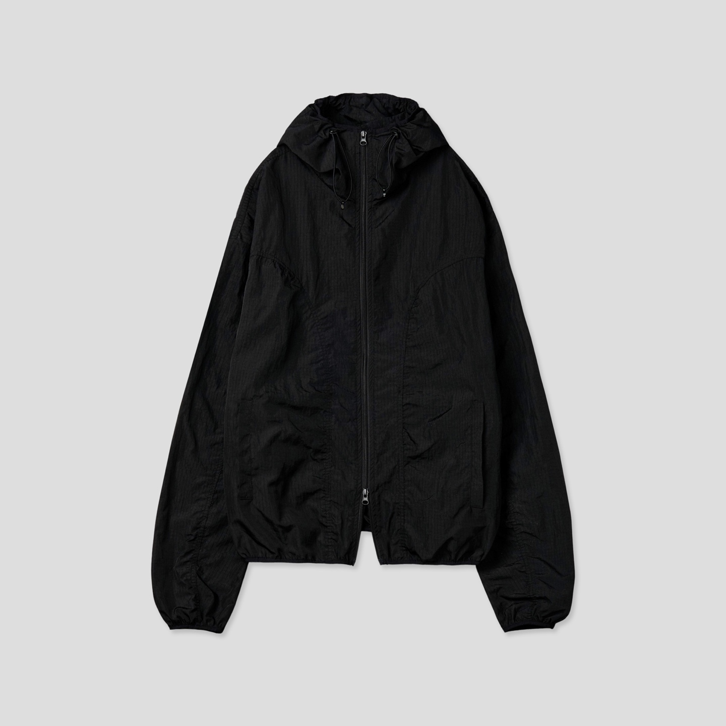 Core shirring waterproof hooded jacket