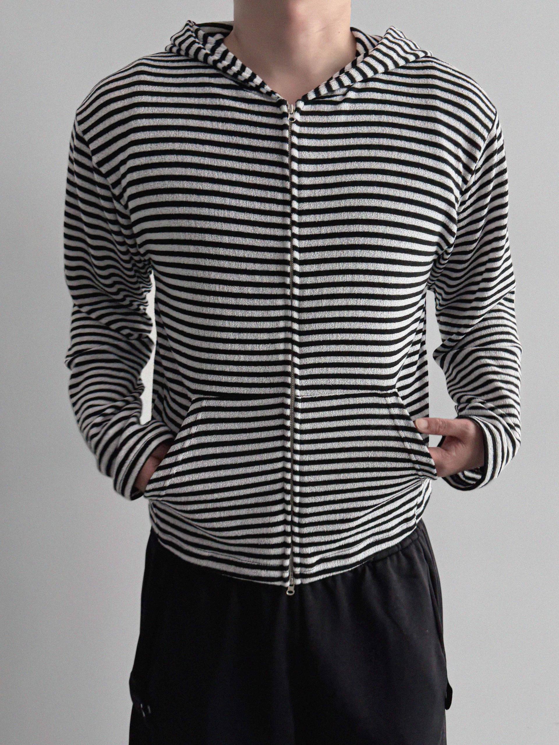 Seide stripe crop hood zip-up