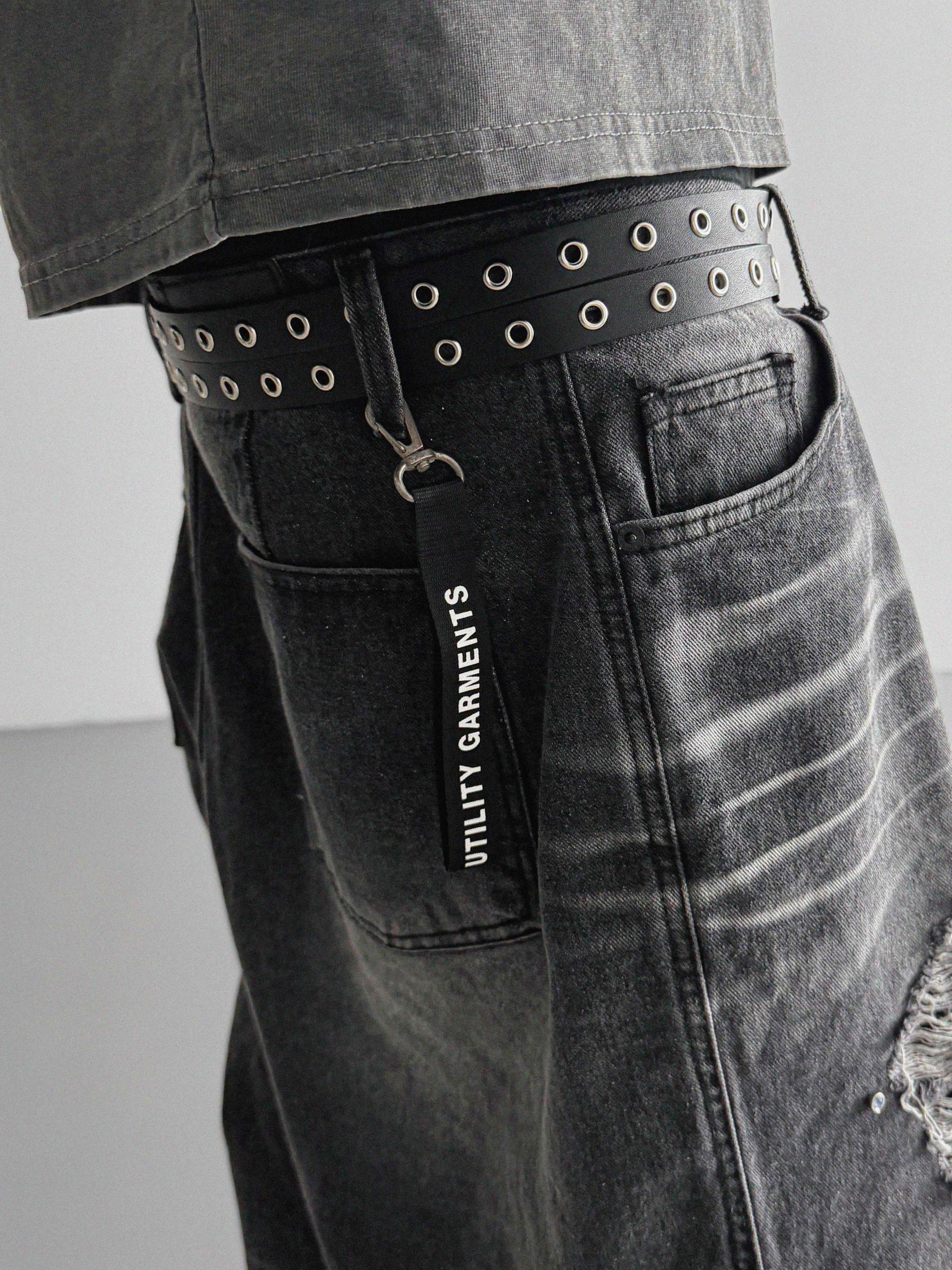 Cubic vintage denim bermuda pants