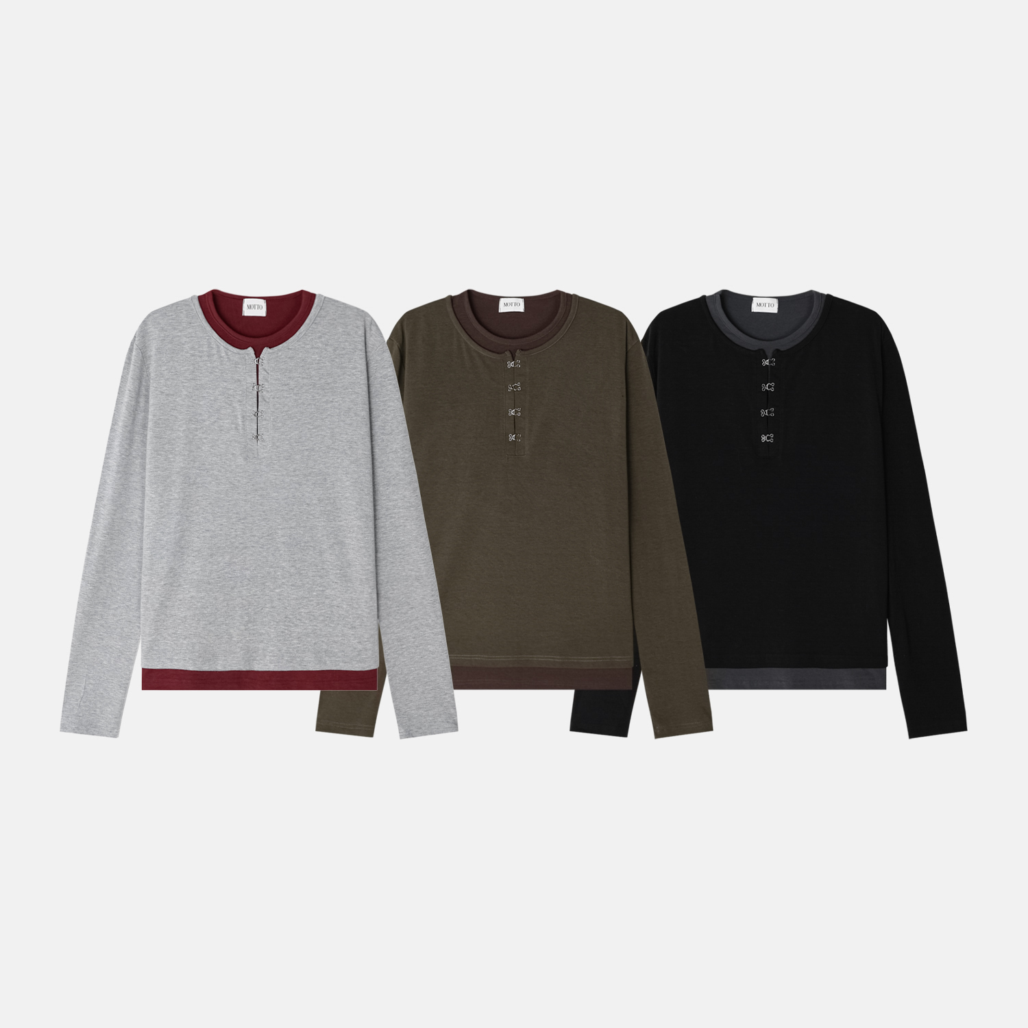 Buckle henley neck layered crop t