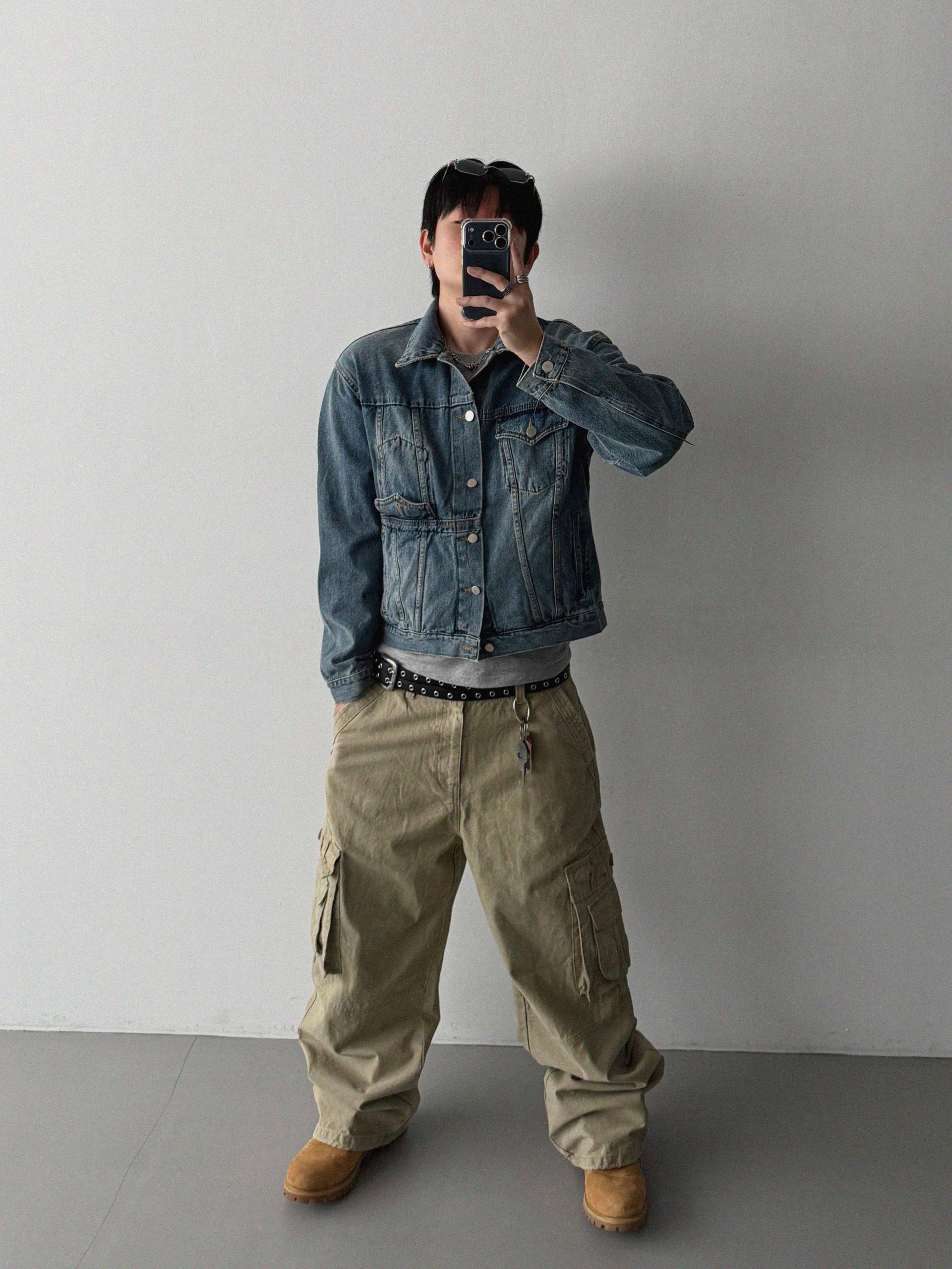 Ampty dyeing wide cargo pants
