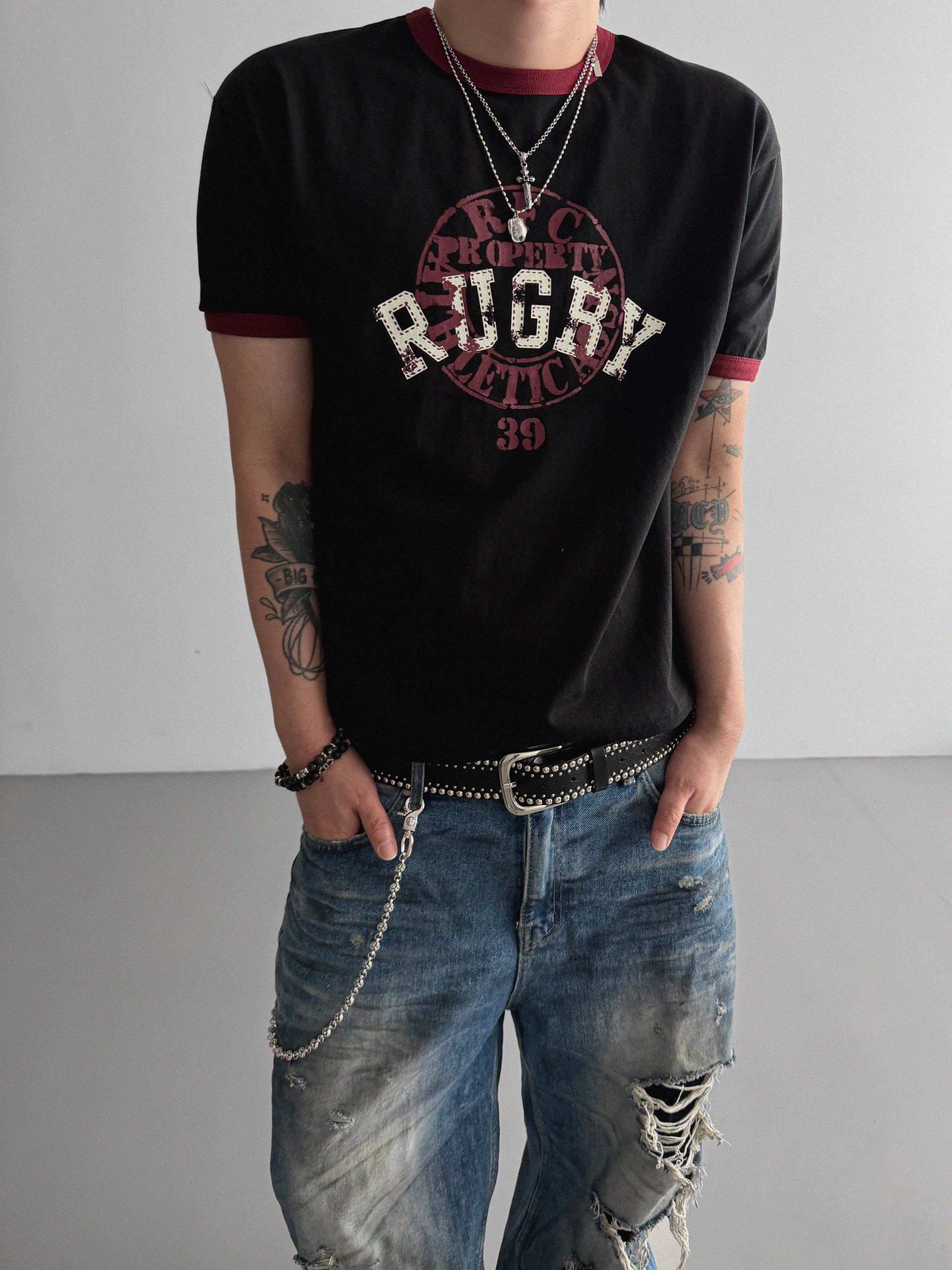 Rugby ringer muscle crop half t
