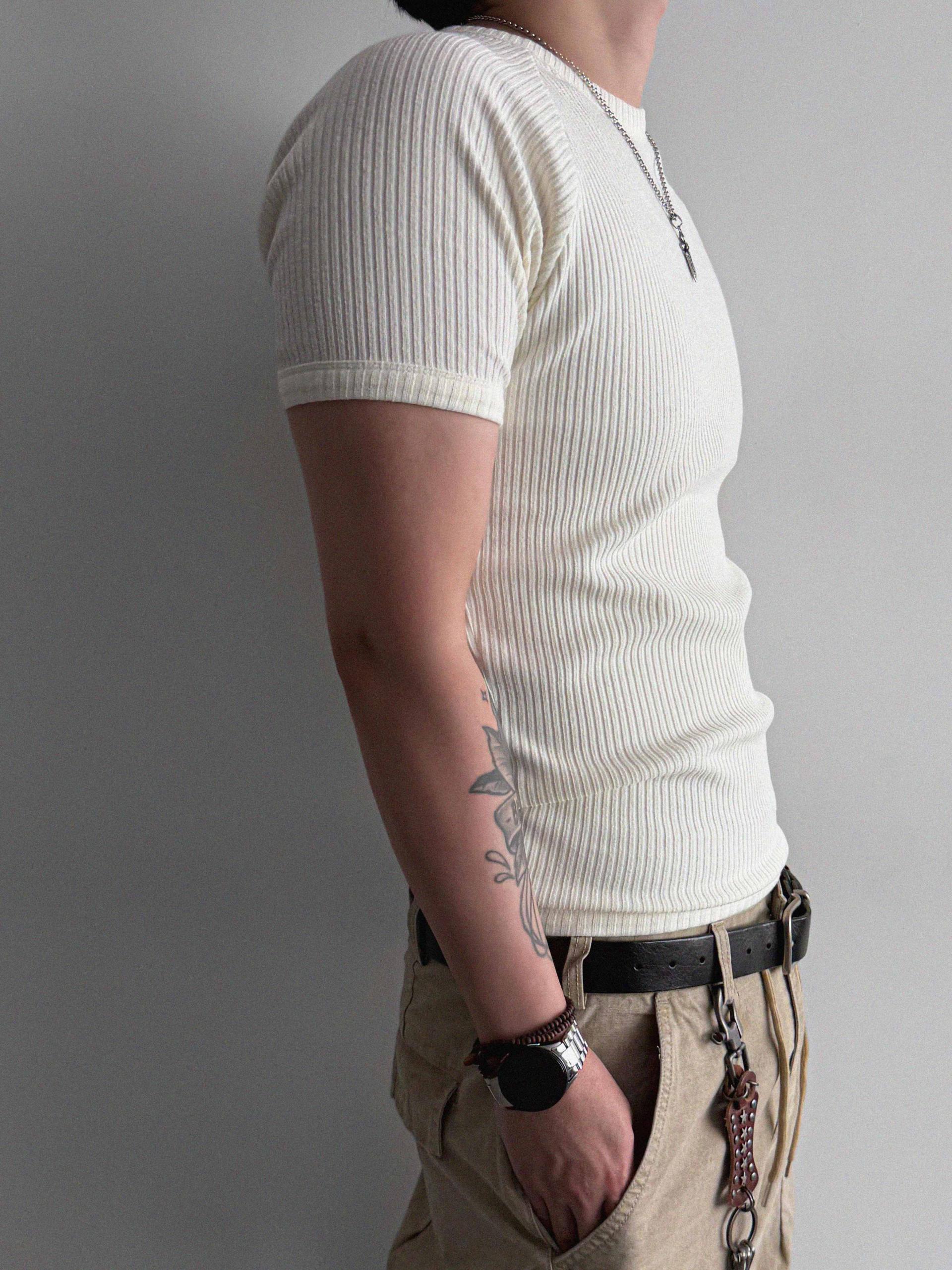 Ribbed raglan muscle half t