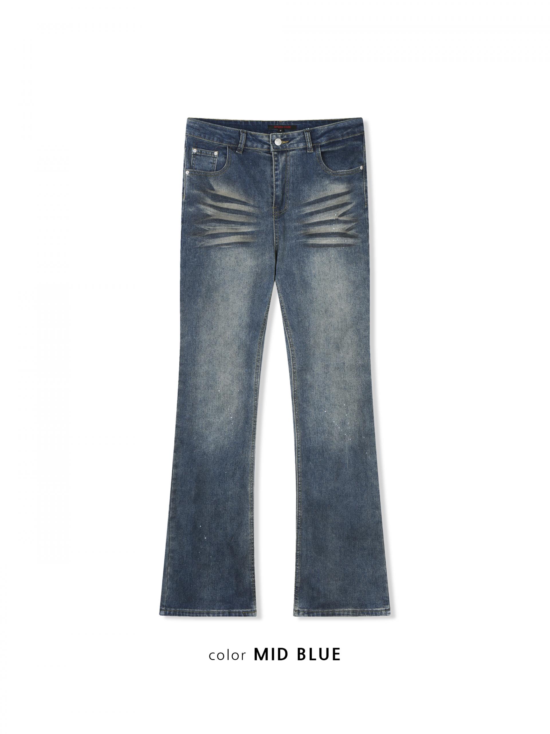 Dirty washed sagging flare jeans