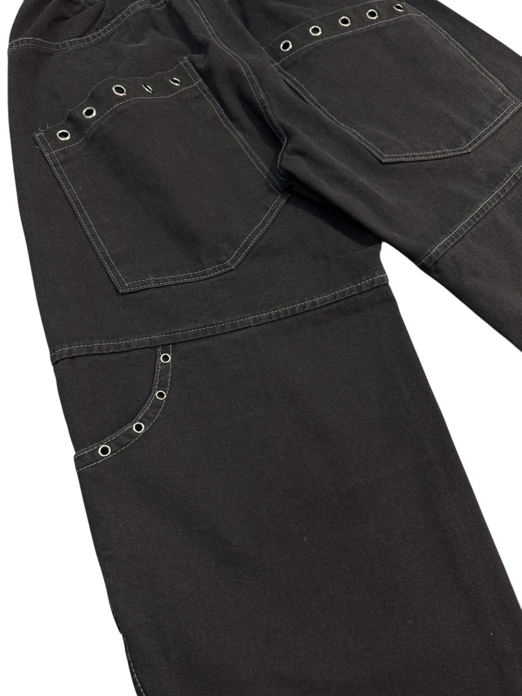 Eyelet pocket balloon denim pants