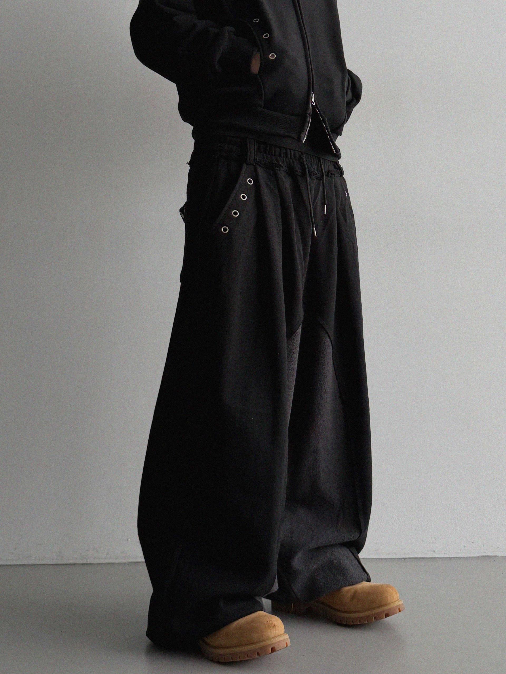 Color blocked eyelet wide sweat pants