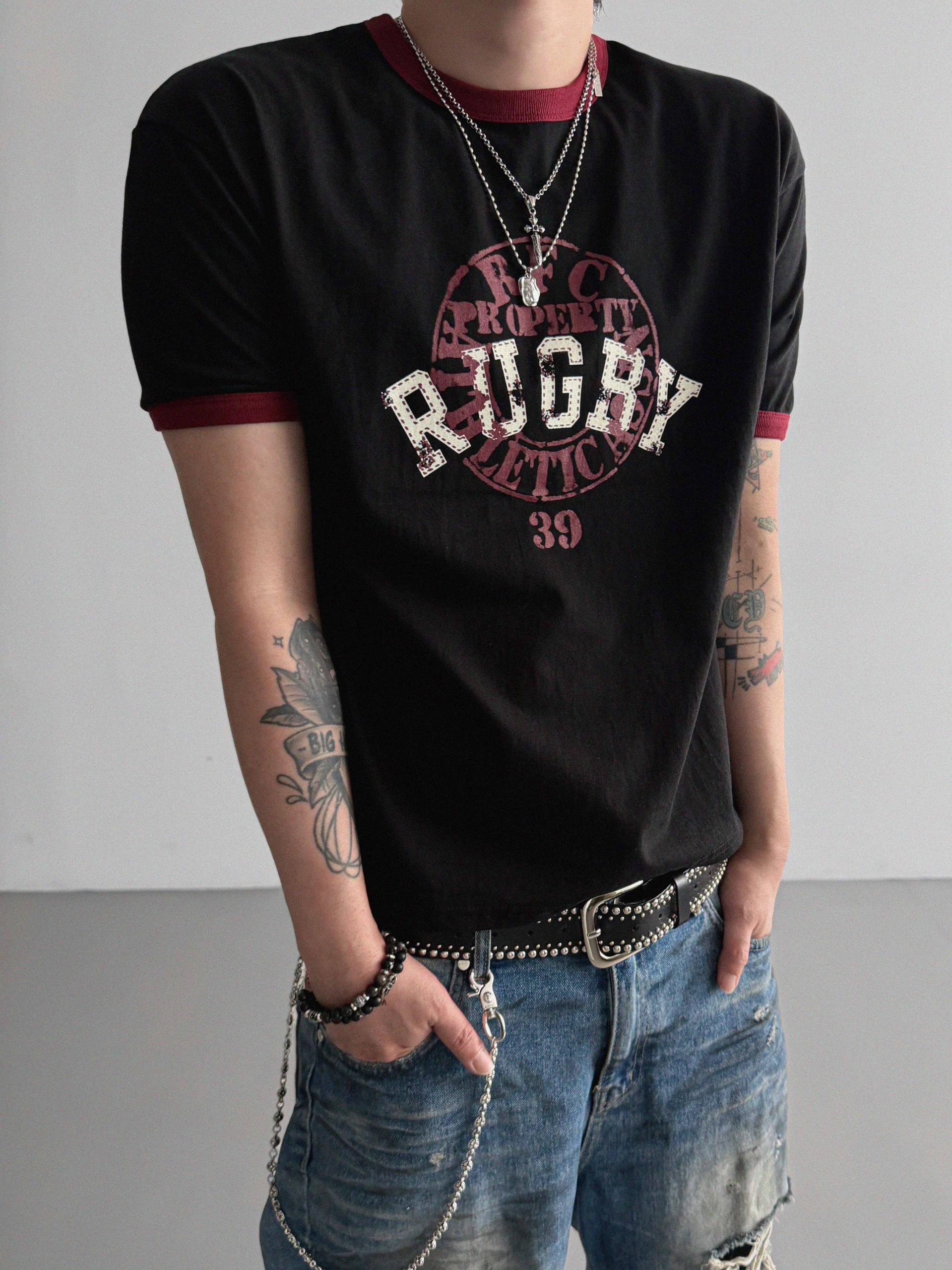 Rugby ringer muscle crop half t