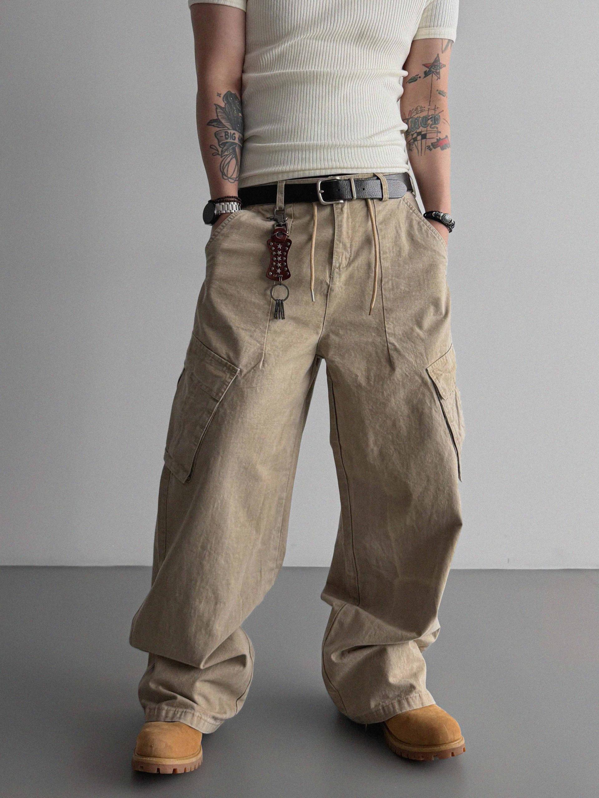 Dyed ripstop cargo curved pants