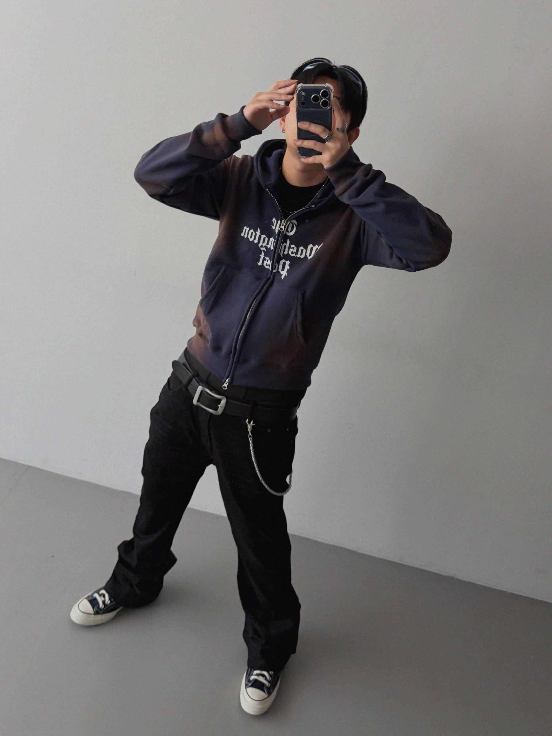 Washington crop hoodie zip-up