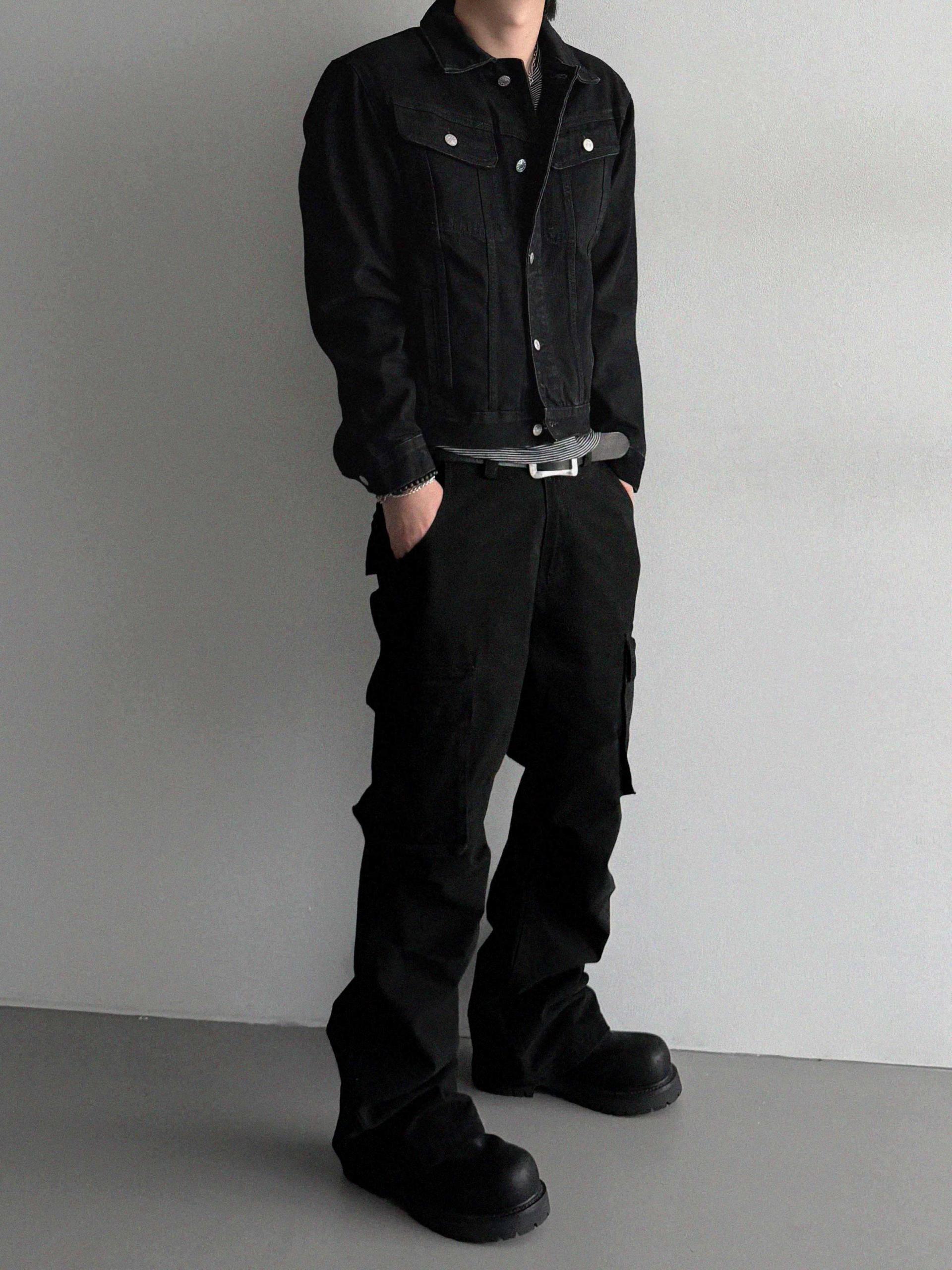 Minimal basic crop denim jacket
