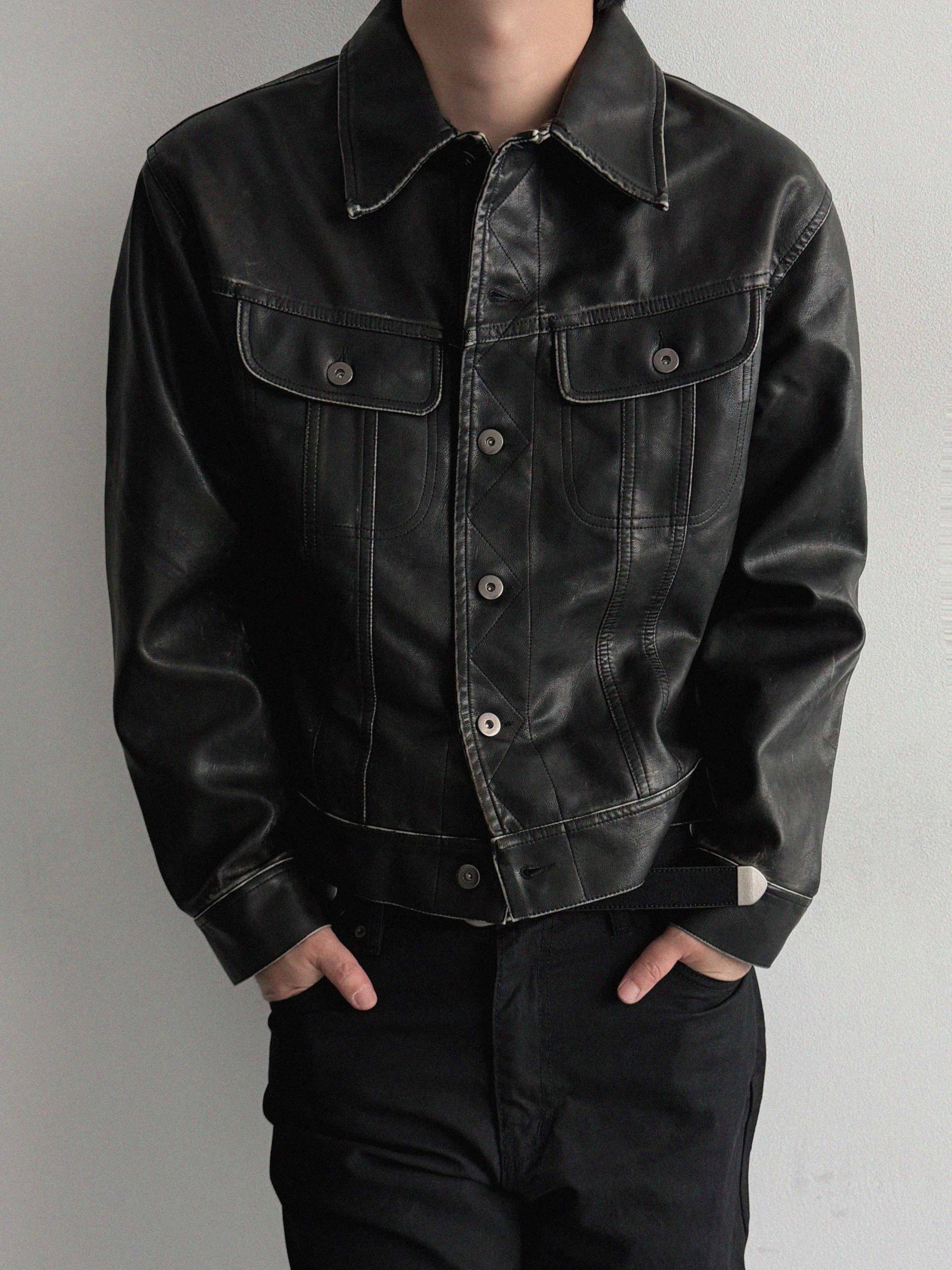 Rex leather trucker crop jacket